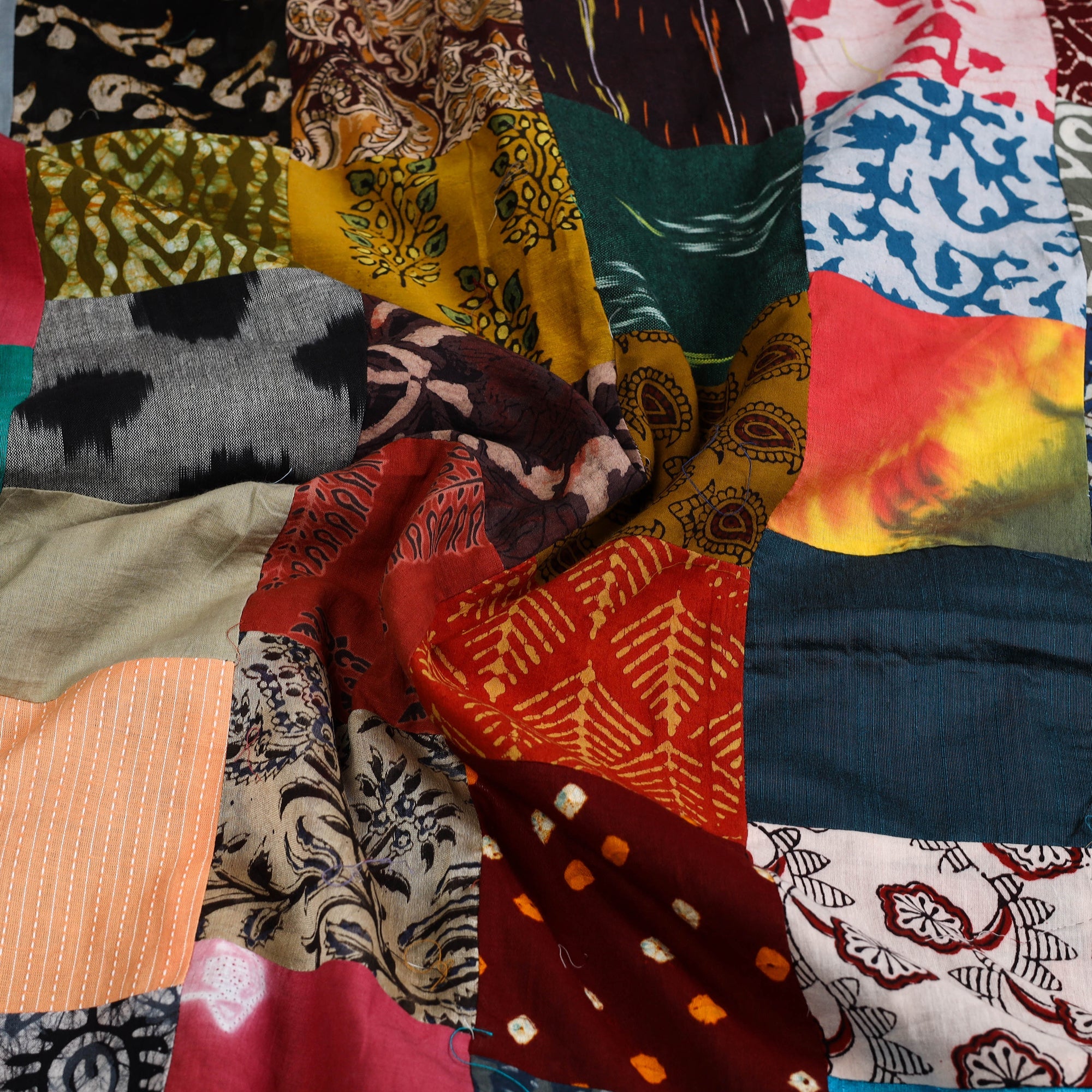 Multicolor - handcrafted patchwork cotton unstitched kurta