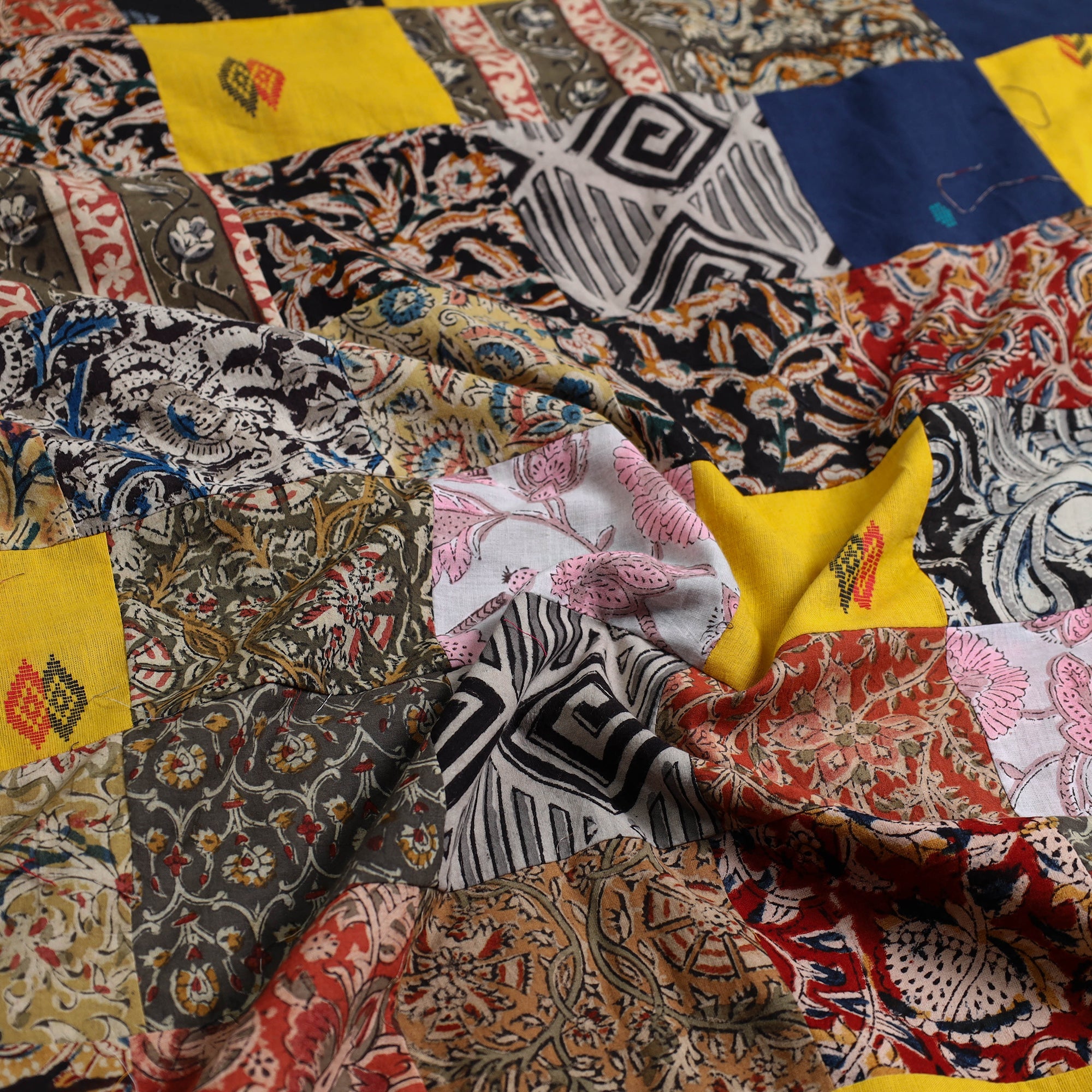 Multicolor - handcrafted patchwork cotton unstitched kurta
