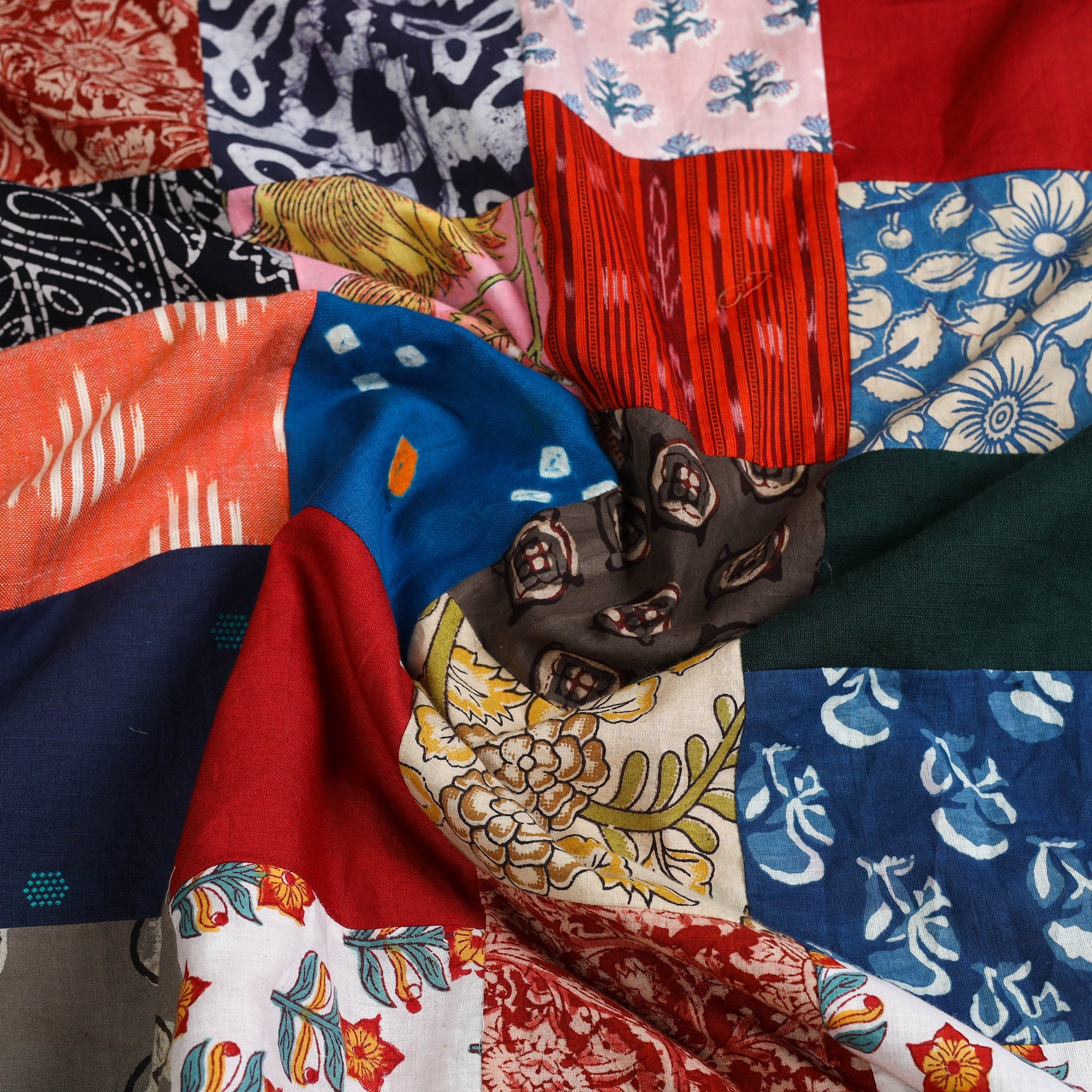 Multicolor Handcrafted Patchwork Cotton Kurta Material