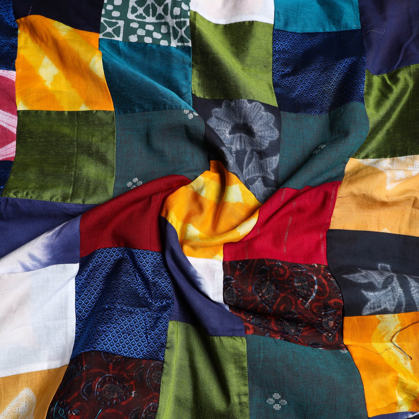 Buy Multicolor Handcrafted Patchwork Cotton Kurta Material