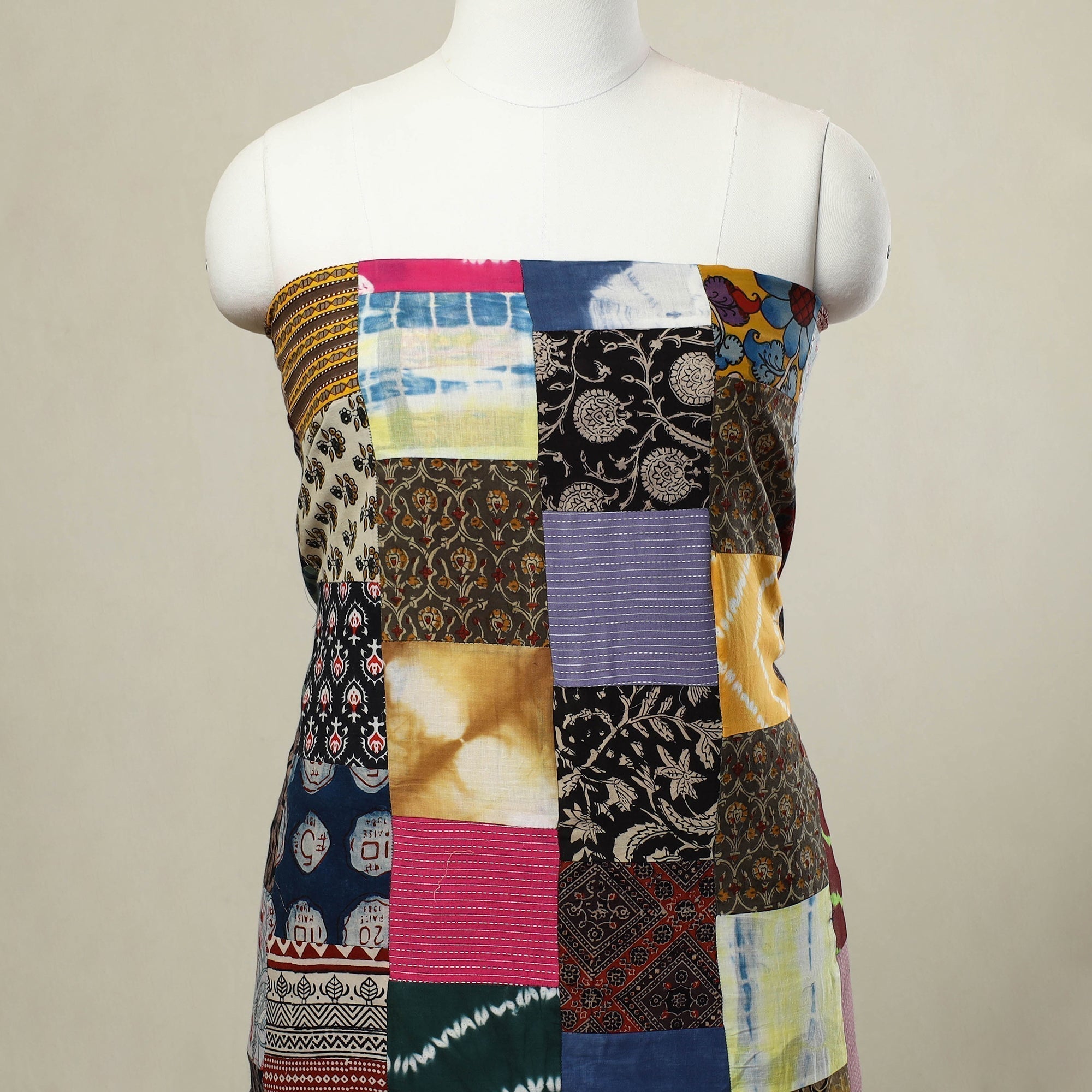 Buy Multicolor Handcrafted Patchwork Cotton Kurta Material