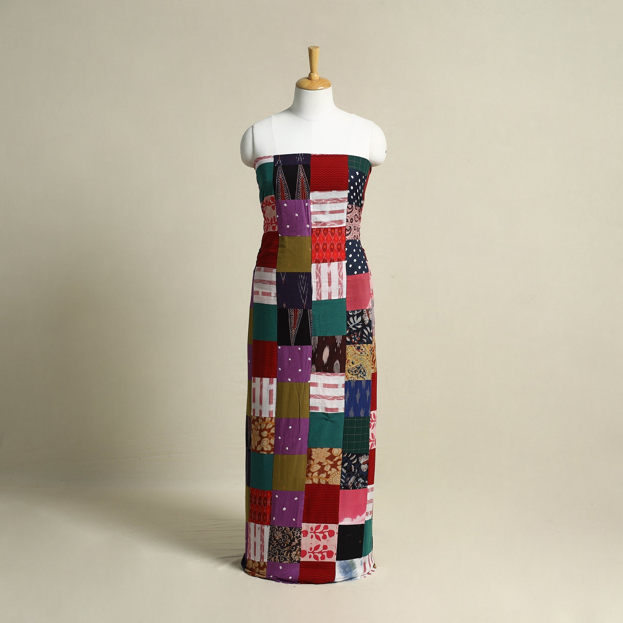 Multicolor - handcrafted patchwork cotton unstitched kurta