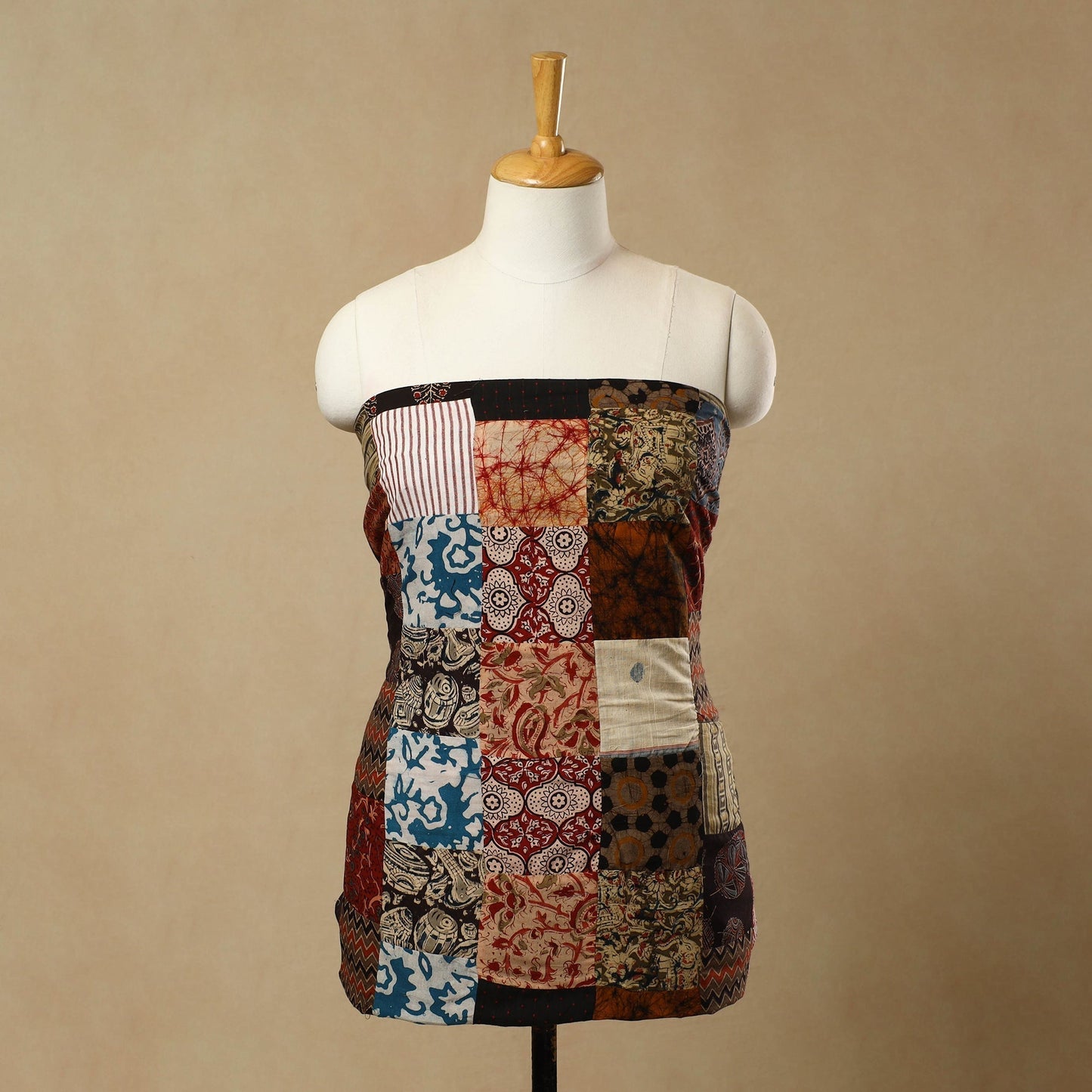 Multicolor - Handcrafted Patchwork Cotton Kurta Material (2.7m) 17