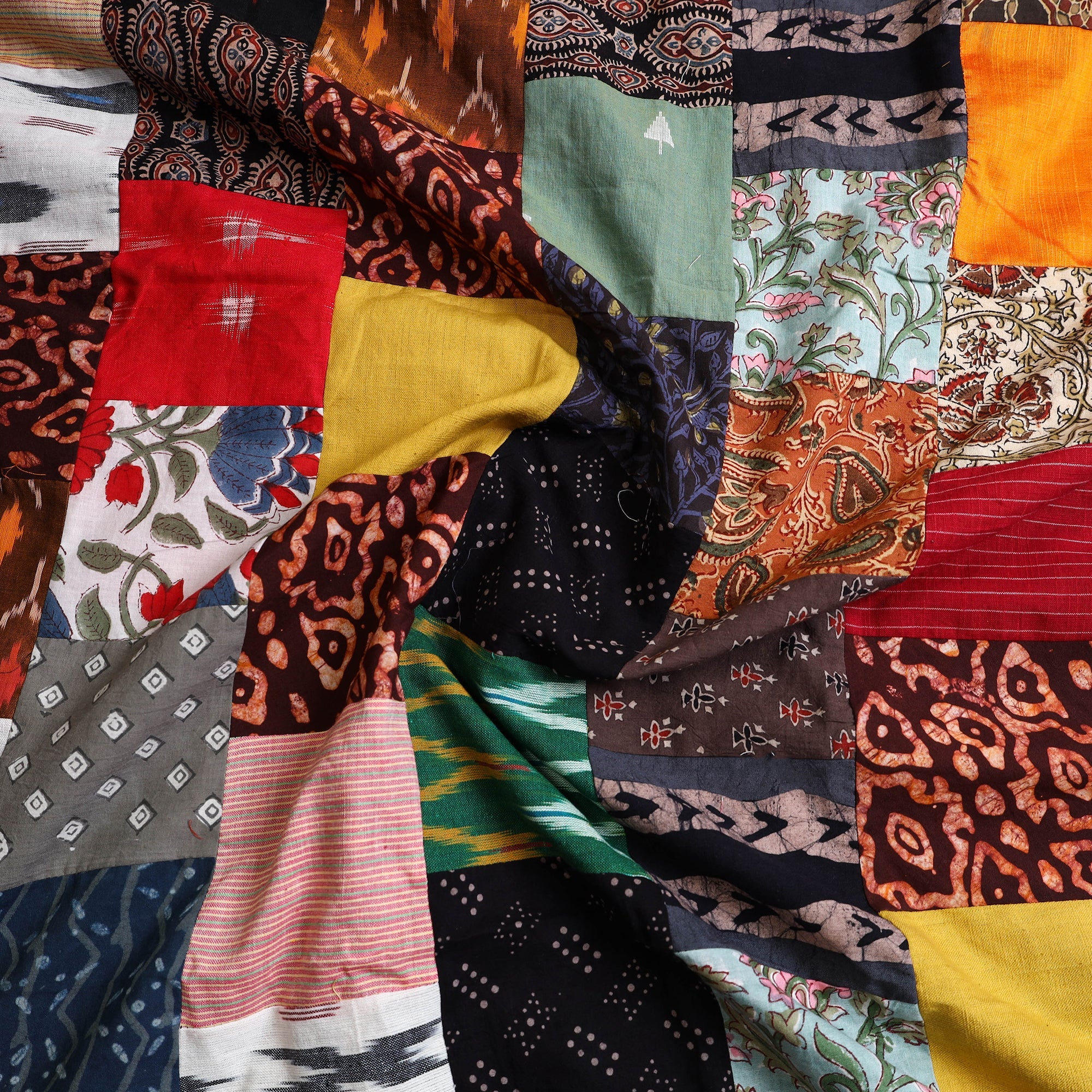 Buy Multicolor Handcrafted Patchwork Cotton Kurta Material