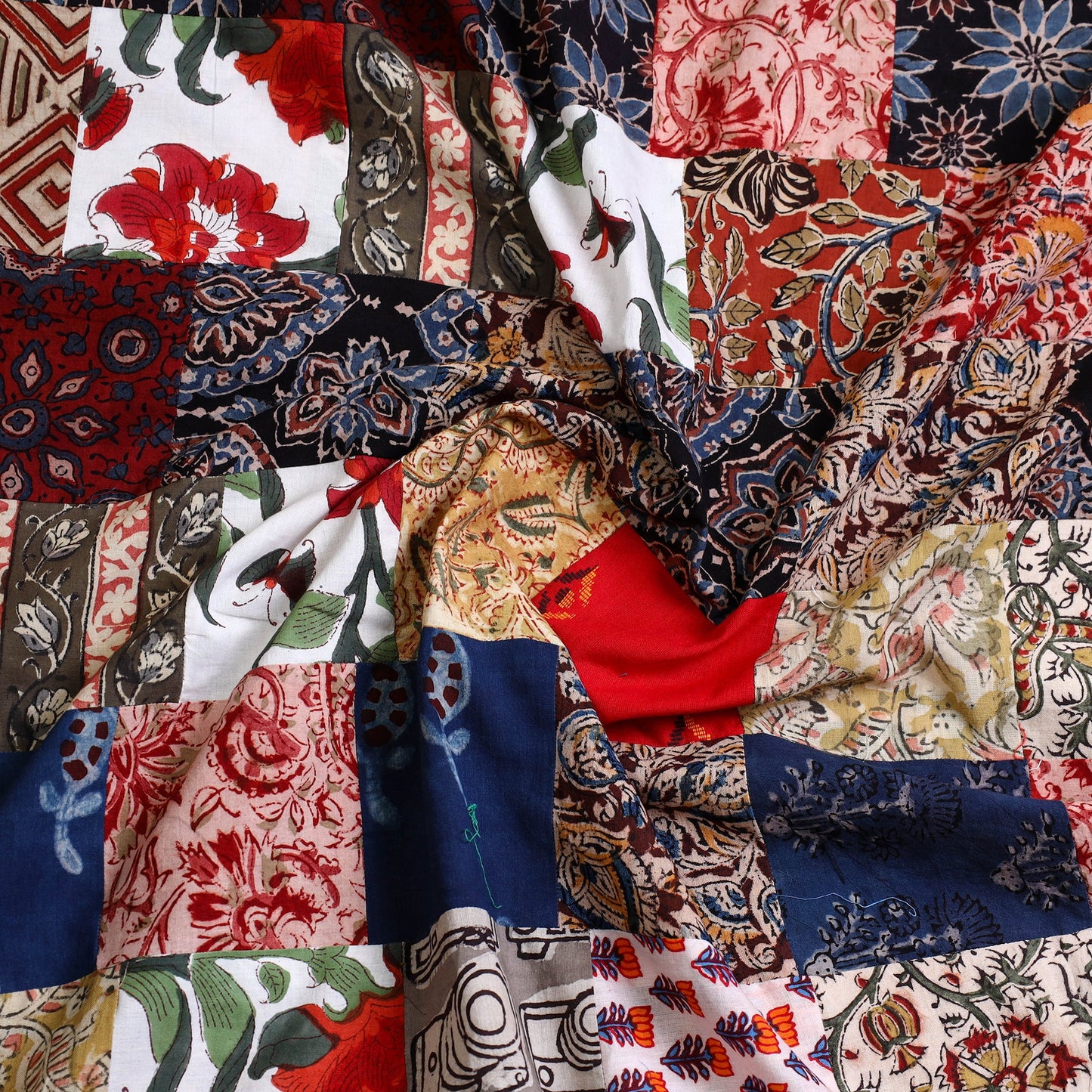 Multicolor - handcrafted patchwork cotton unstitched kurta