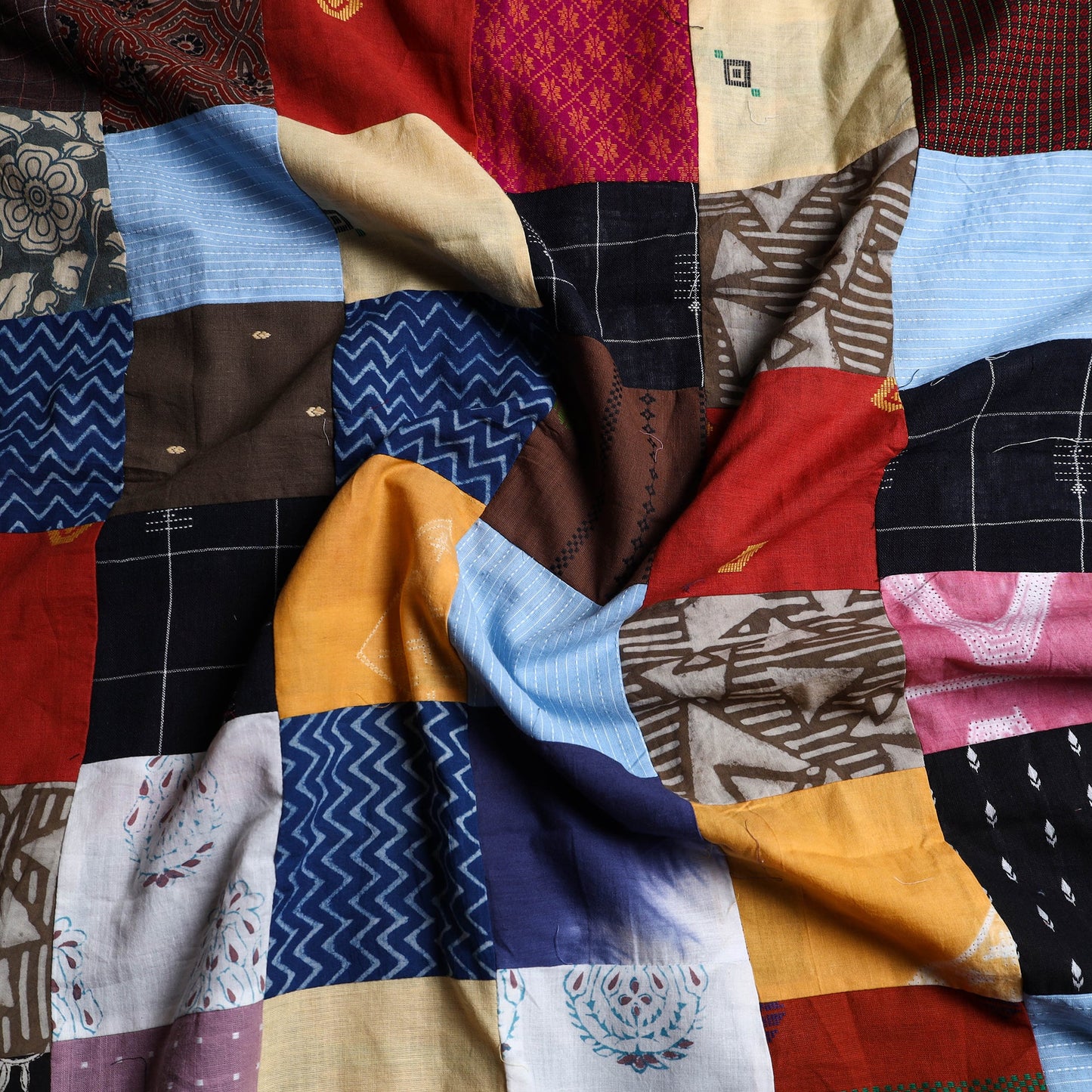 Multicolor - handcrafted patchwork cotton unstitched kurta