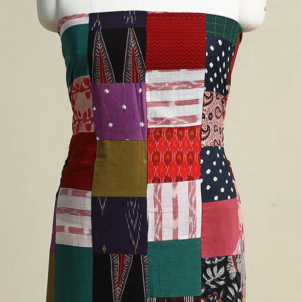 Multicolor - handcrafted patchwork cotton unstitched kurta