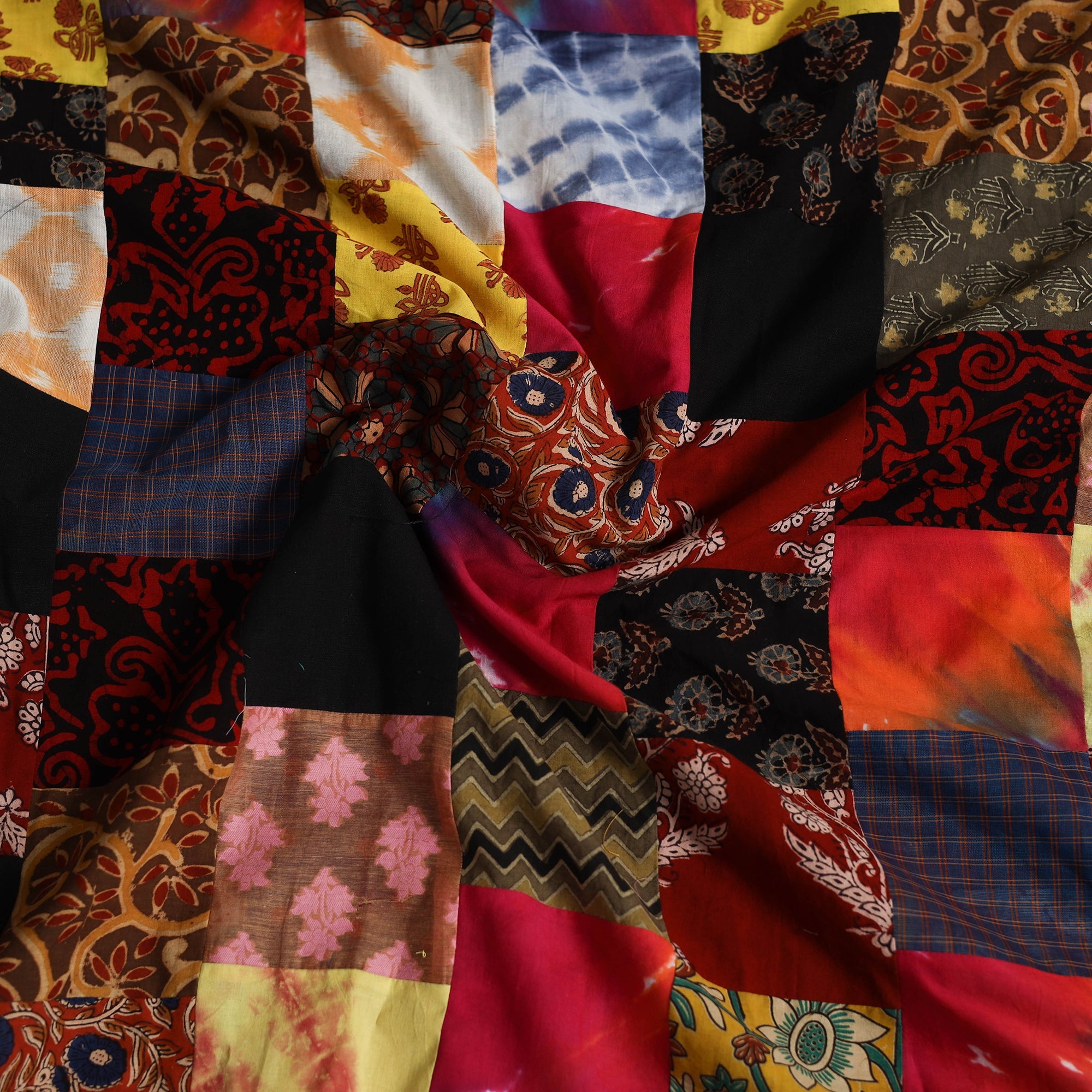 Multicolor - handcrafted patchwork cotton unstitched kurta