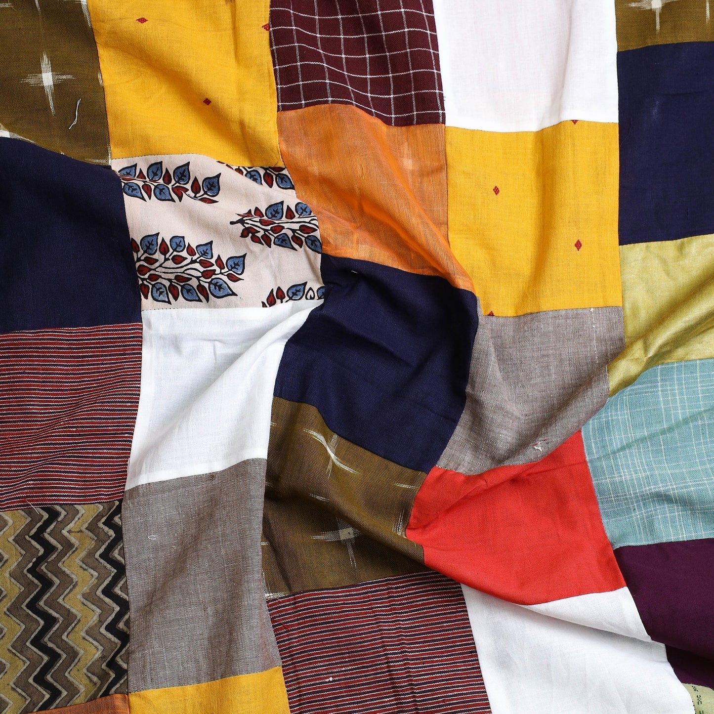Multicolor - handcrafted patchwork cotton unstitched kurta