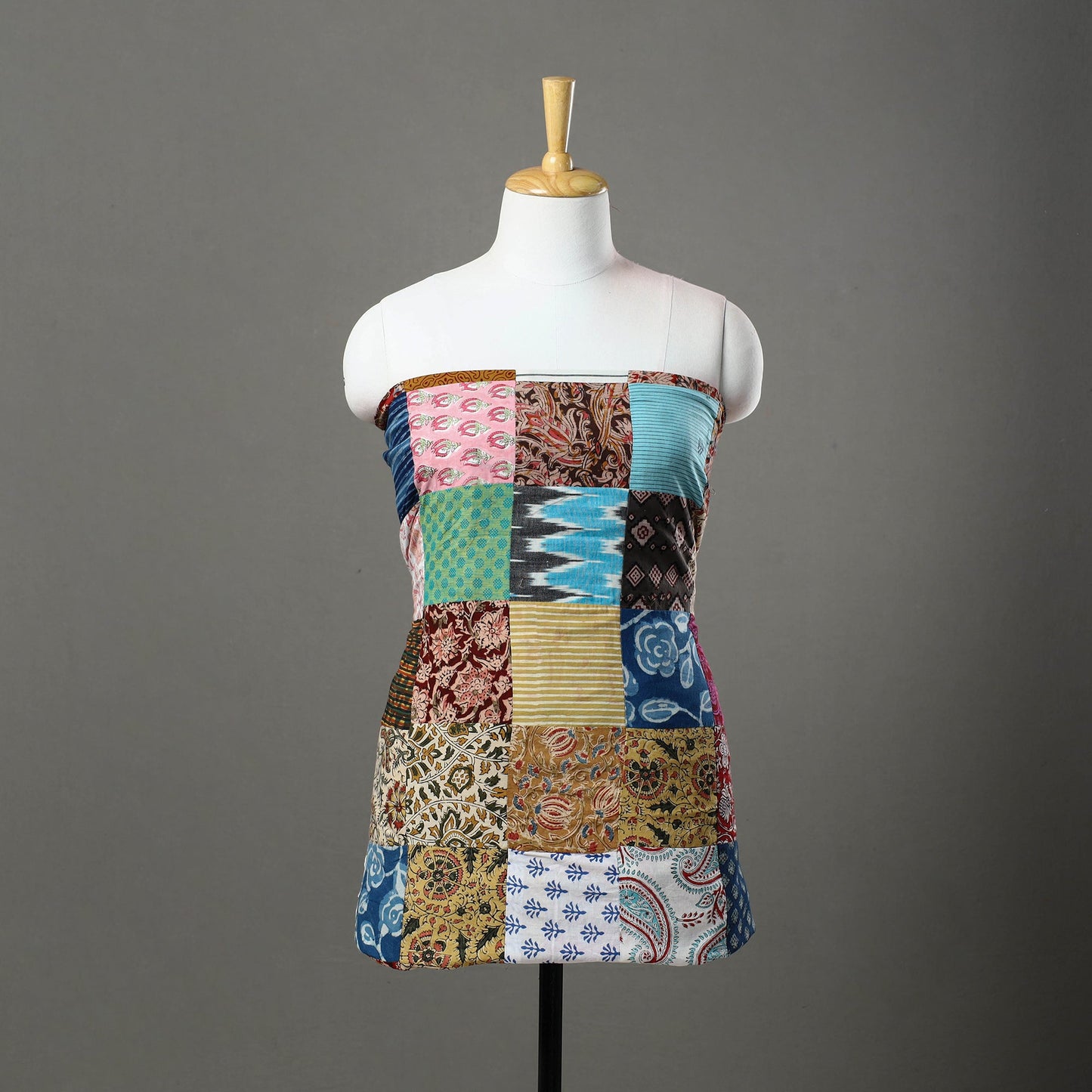 Multicolor - handcrafted patchwork cotton unstitched kurta