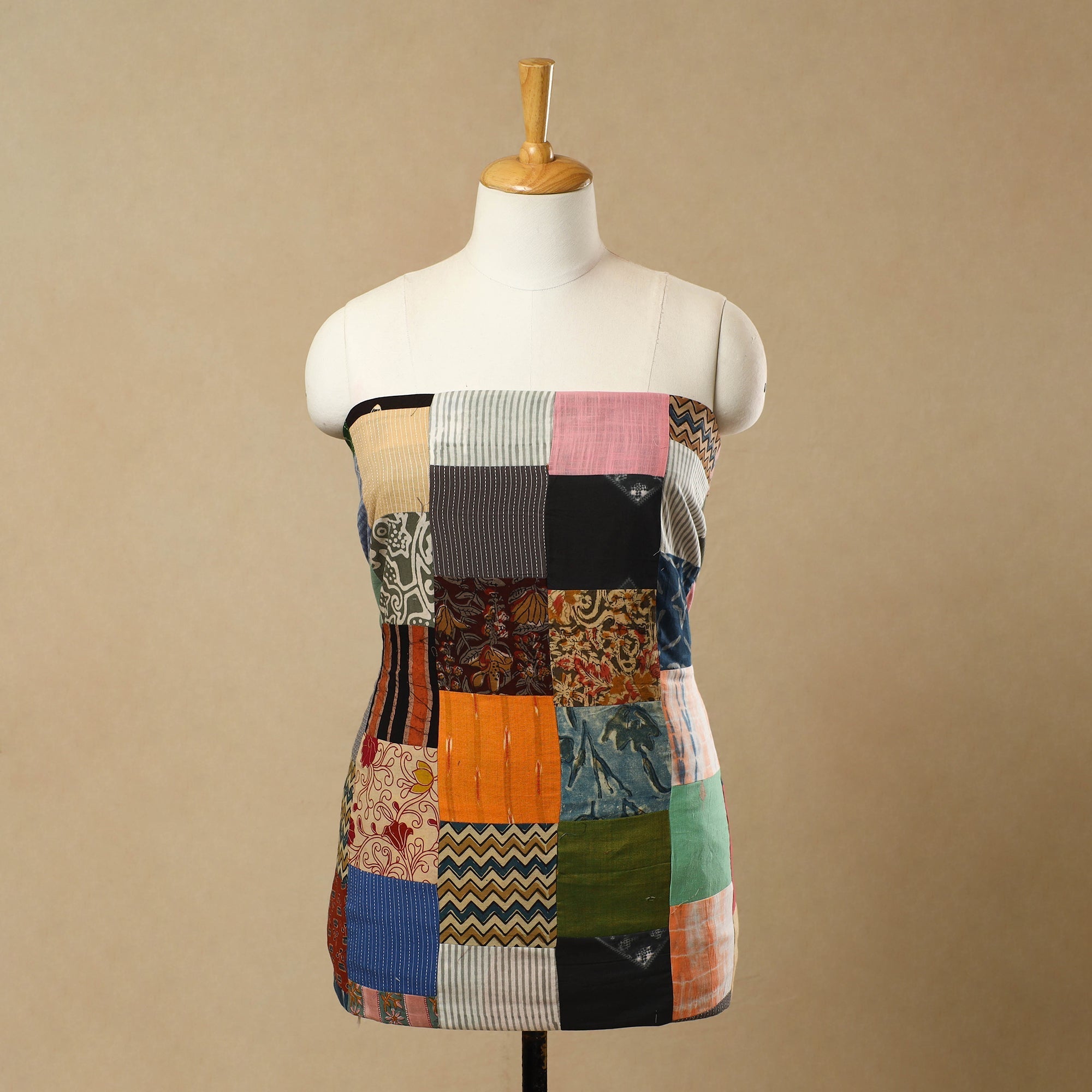 Multicolor - Handcrafted Patchwork Cotton Kurta Material (2.6m) 26