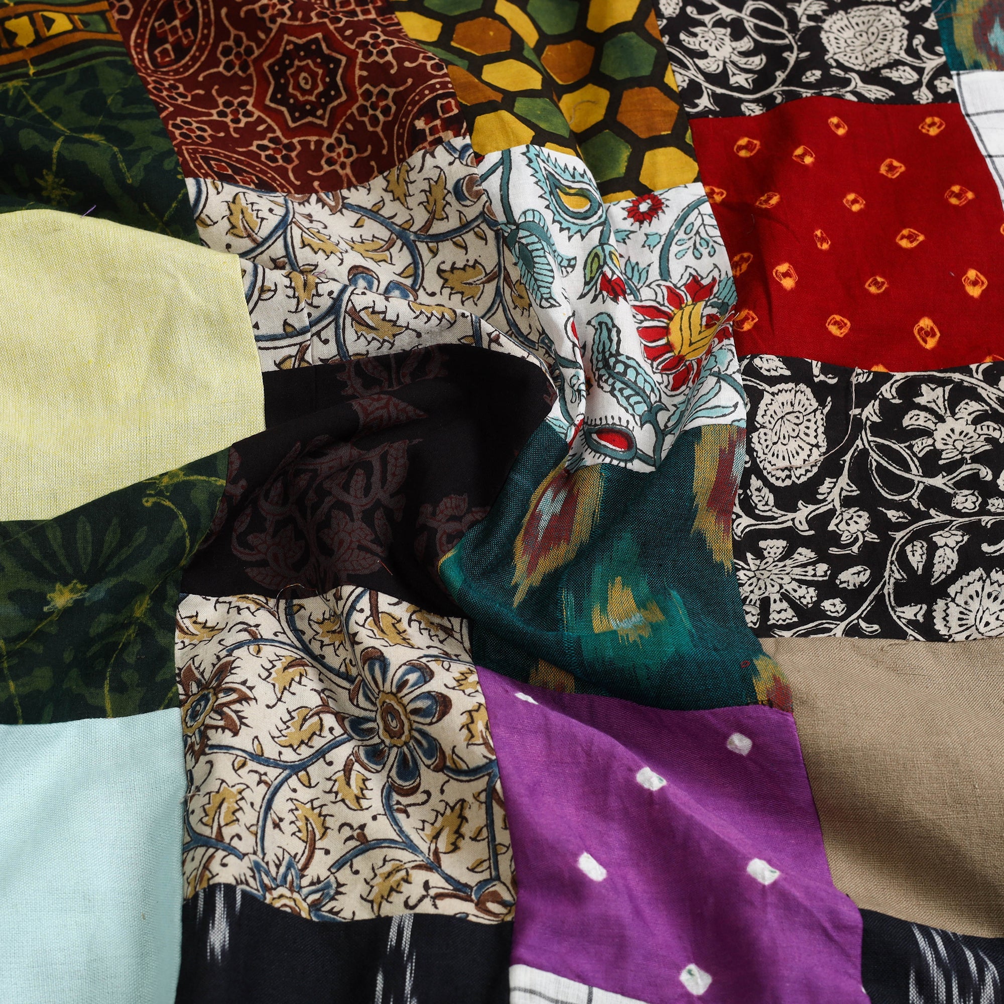 Multicolor Handcrafted Patchwork Cotton Kurta Material