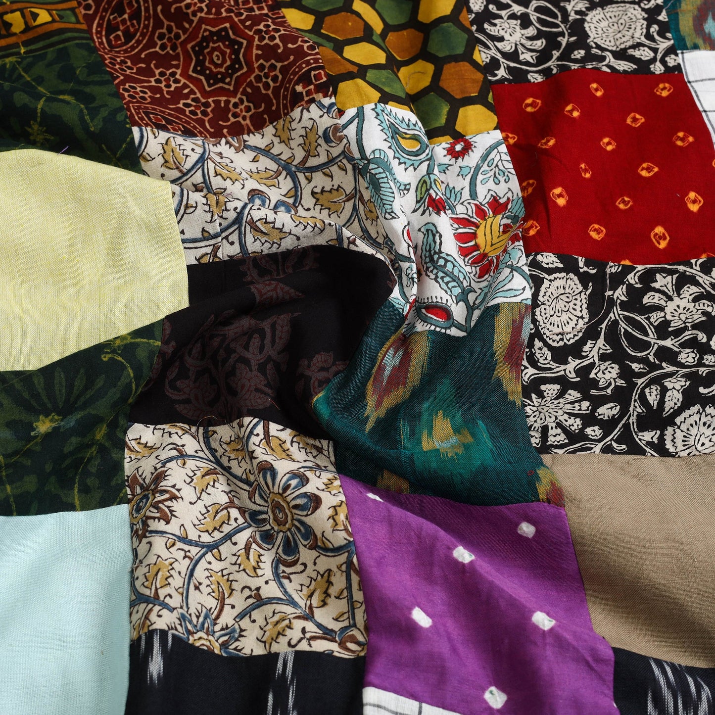 Multicolor Handcrafted Patchwork Cotton Kurta Material