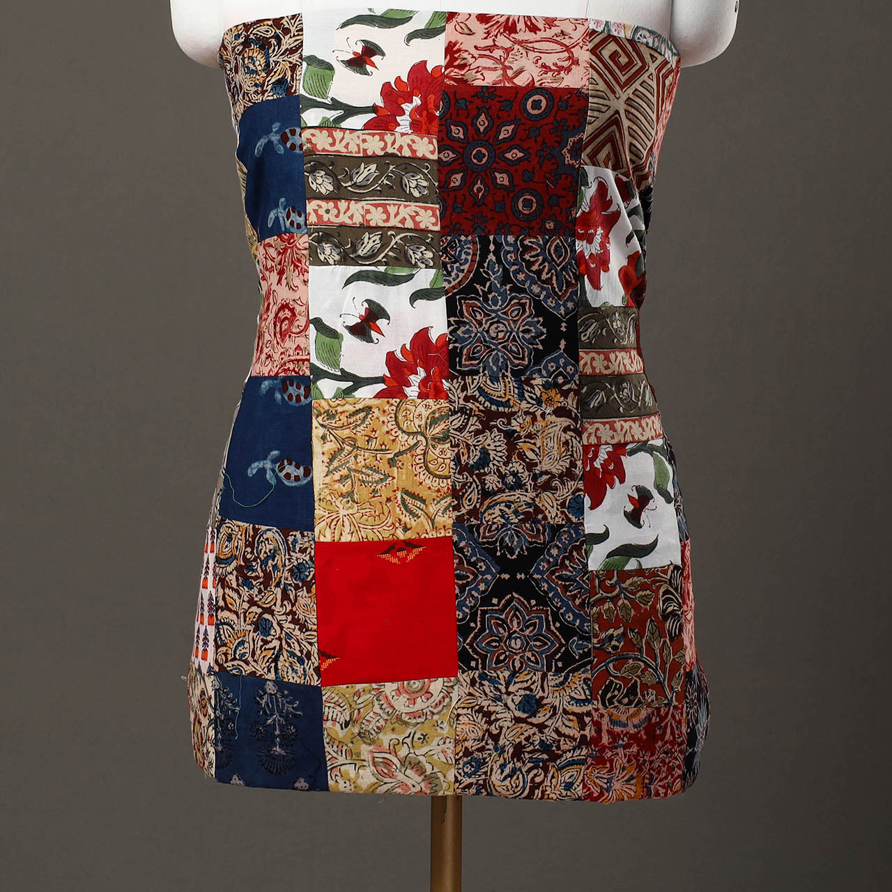 Multicolor - handcrafted patchwork cotton unstitched kurta