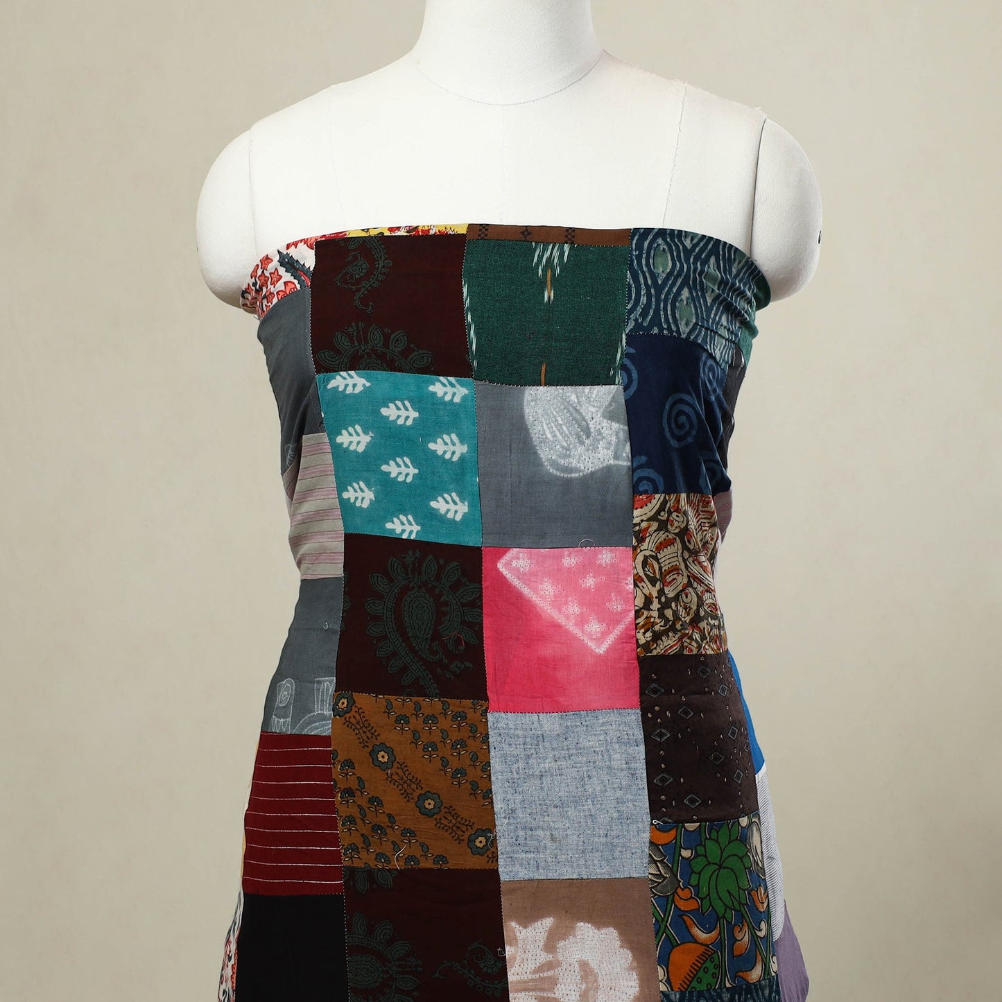 Buy Multicolor Handcrafted Patchwork Cotton Kurta Material