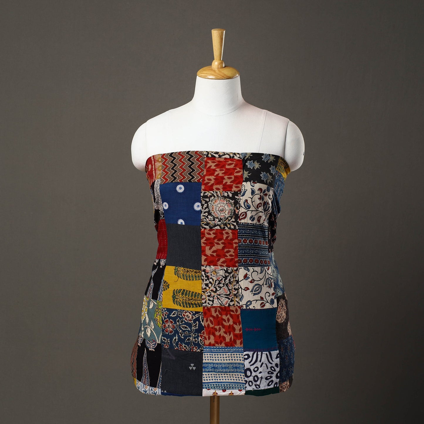 Multicolor - handcrafted patchwork cotton unstitched kurta