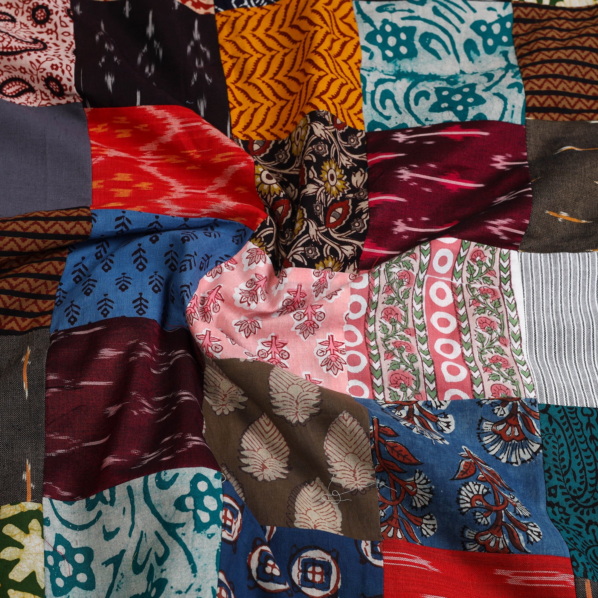 Multicolor - handcrafted patchwork cotton unstitched kurta