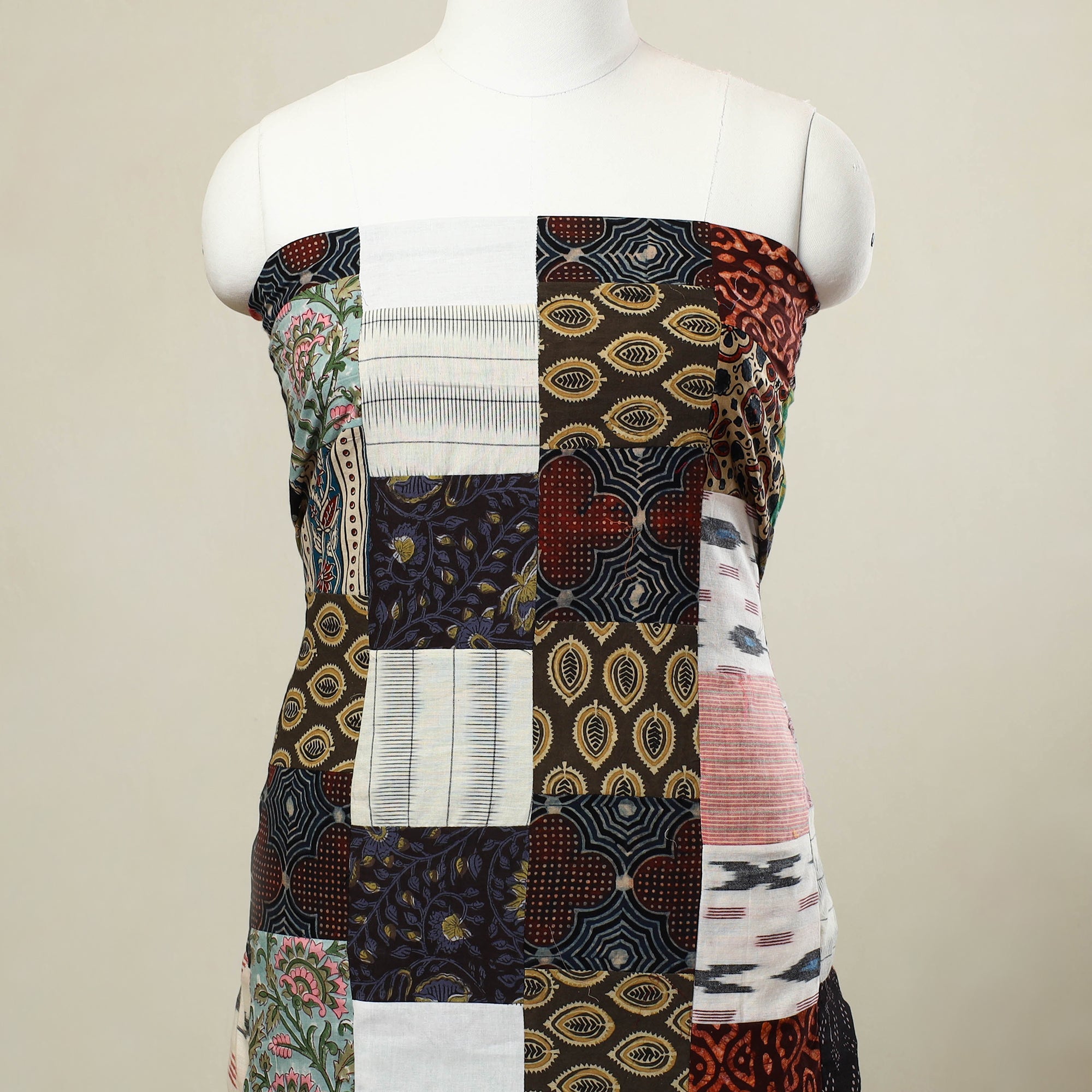 Buy Multicolor Handcrafted Patchwork Cotton Kurta Material