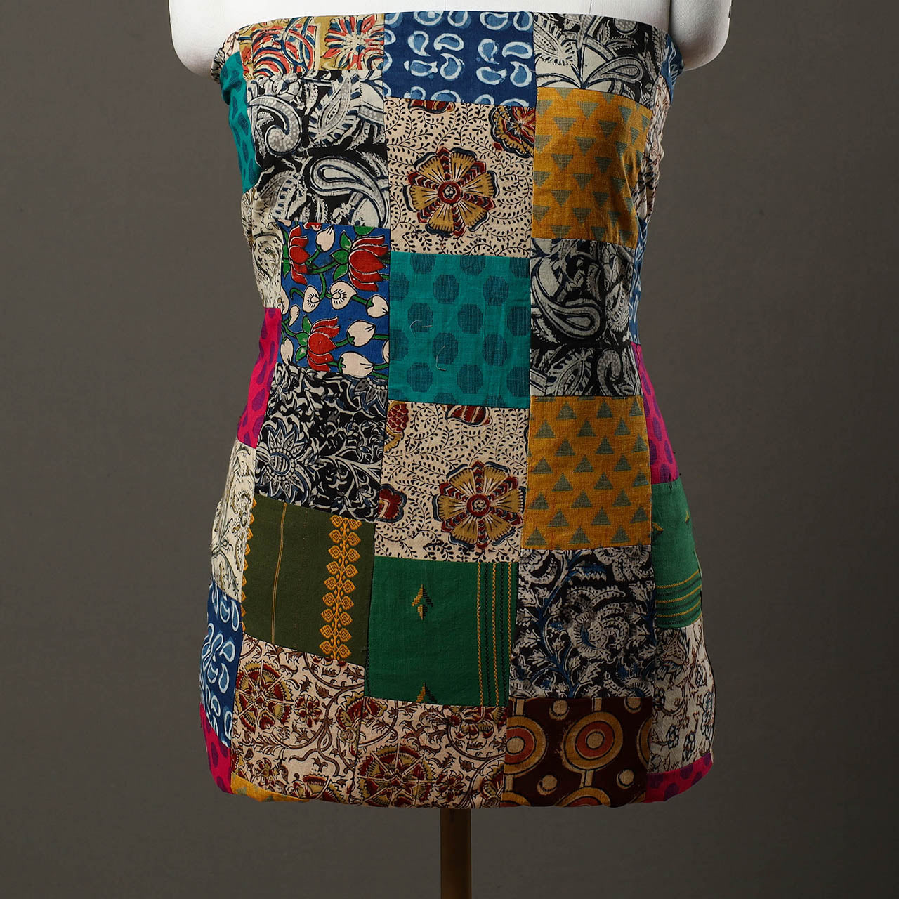 Multicolor - handcrafted patchwork cotton unstitched kurta