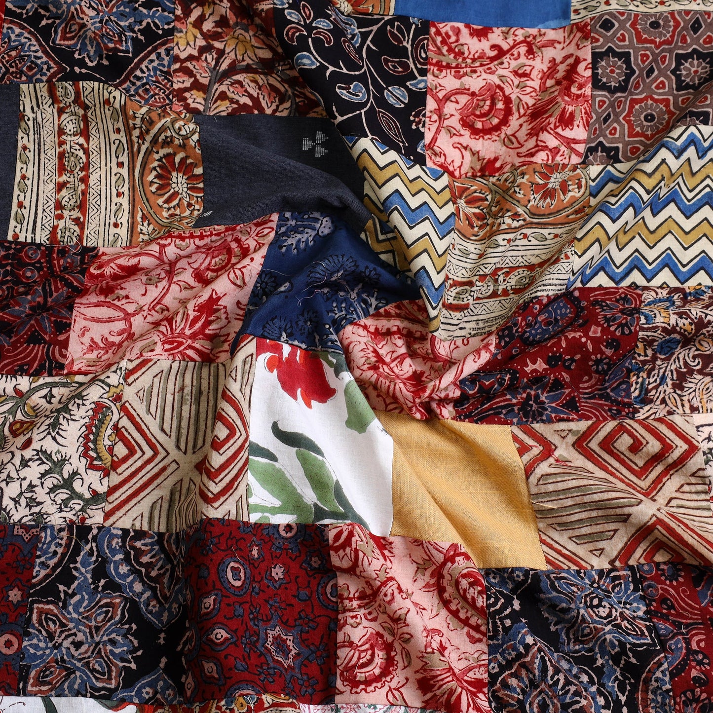 Multicolor - handcrafted patchwork cotton unstitched kurta