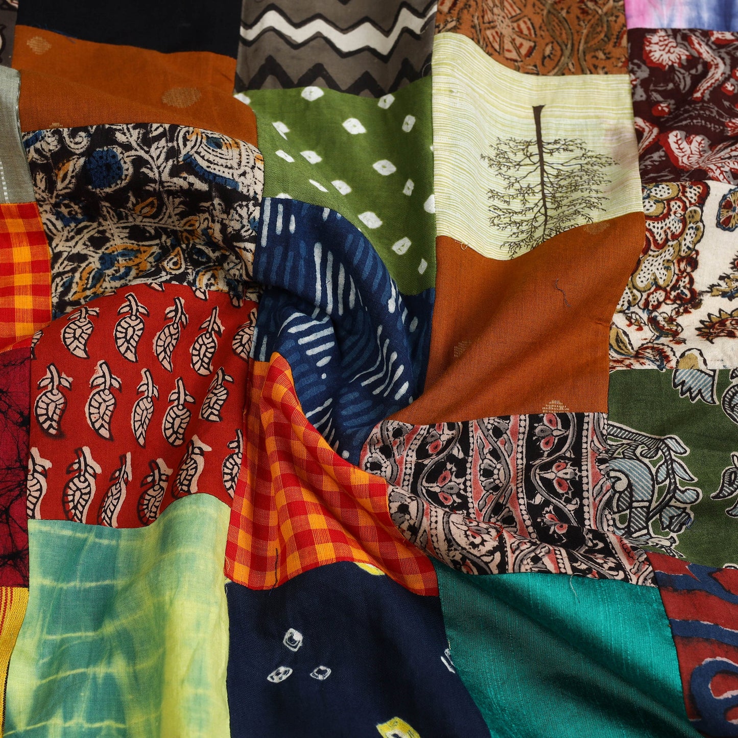 Multicolor Handcrafted Patchwork Cotton Kurta Material