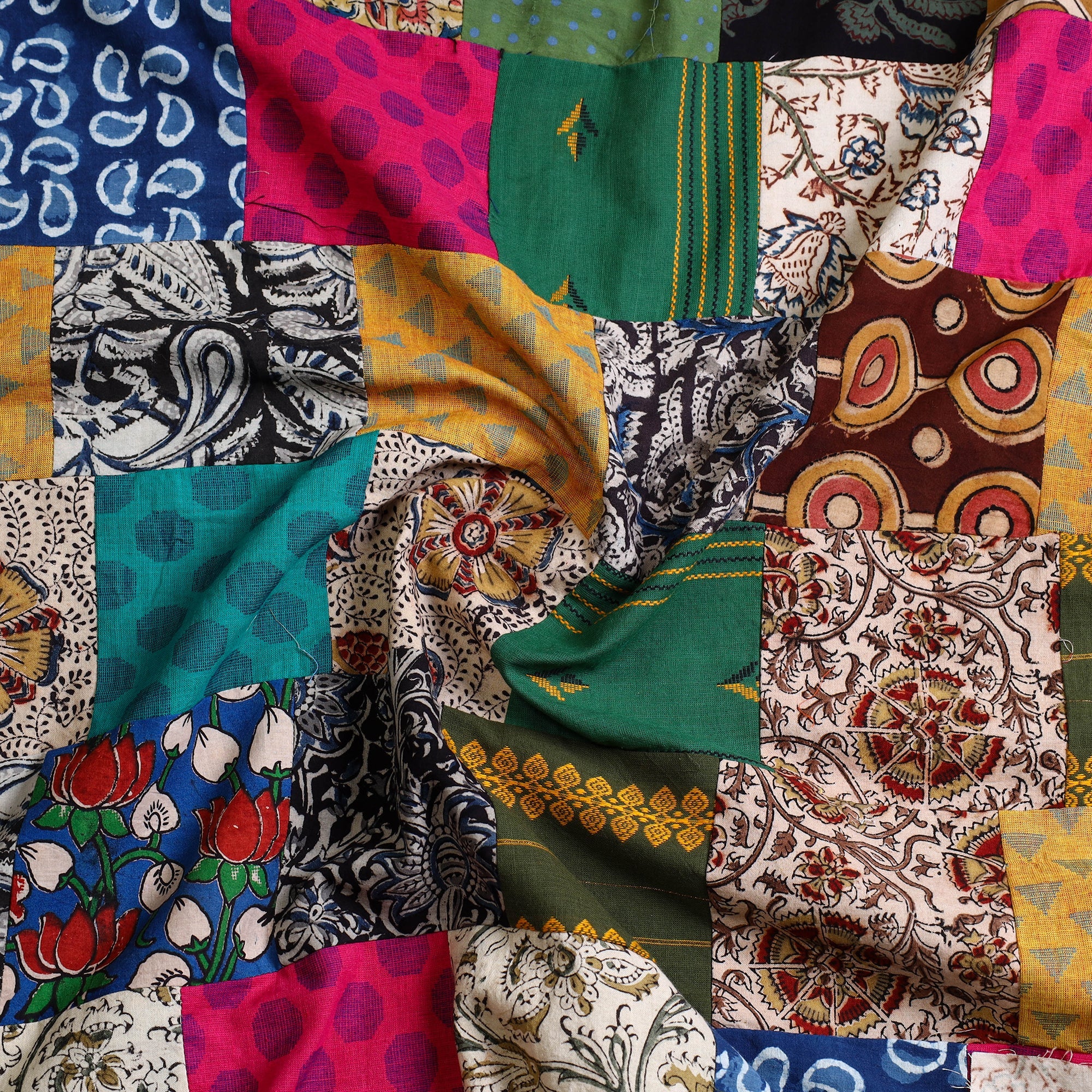 Multicolor - handcrafted patchwork cotton unstitched kurta