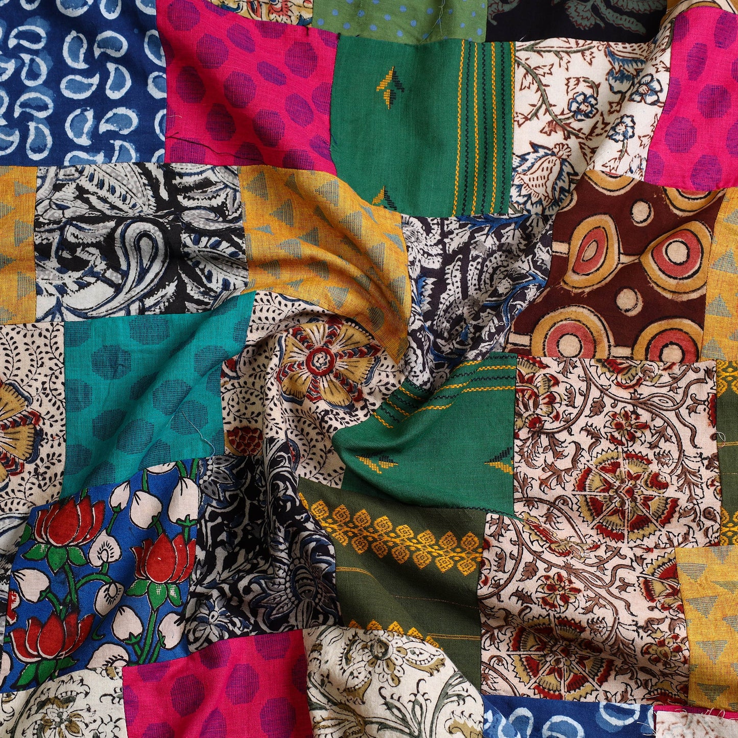 Multicolor - handcrafted patchwork cotton unstitched kurta