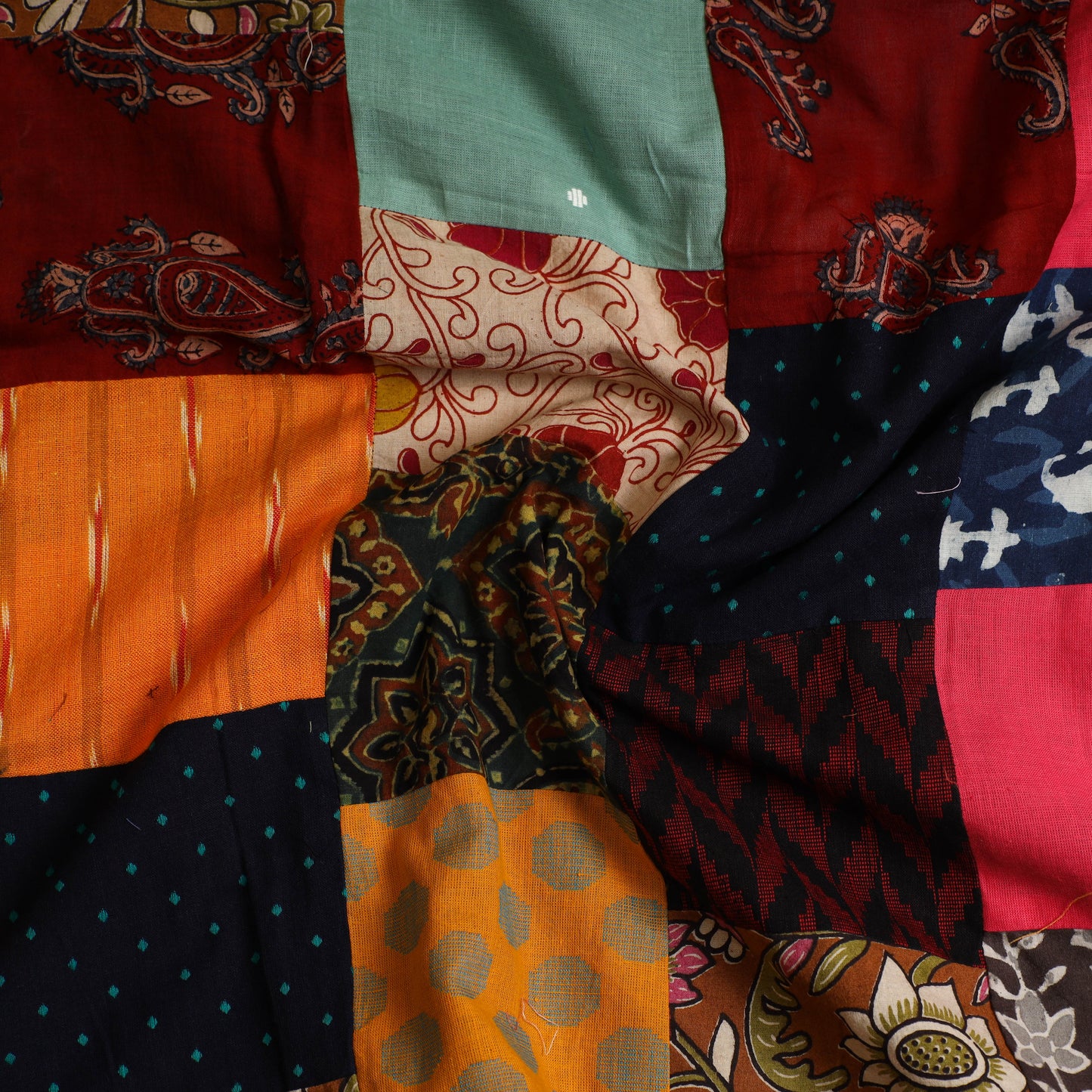 Multicolor - Handcrafted Patchwork Cotton Kurta Material (2.75m) 48