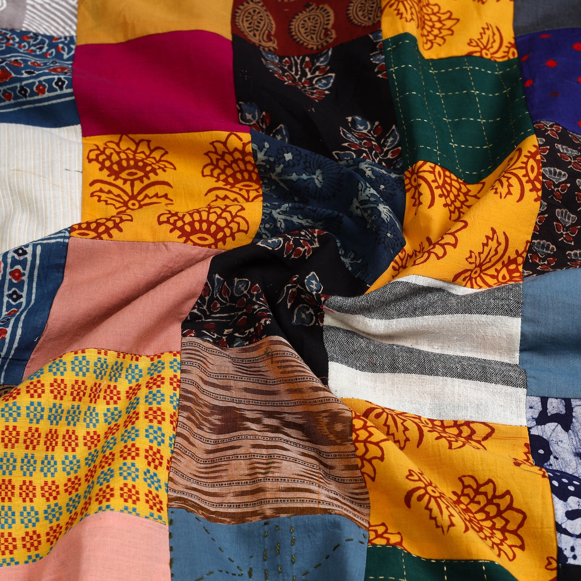 Multicolor Handcrafted Patchwork Cotton Kurta Material