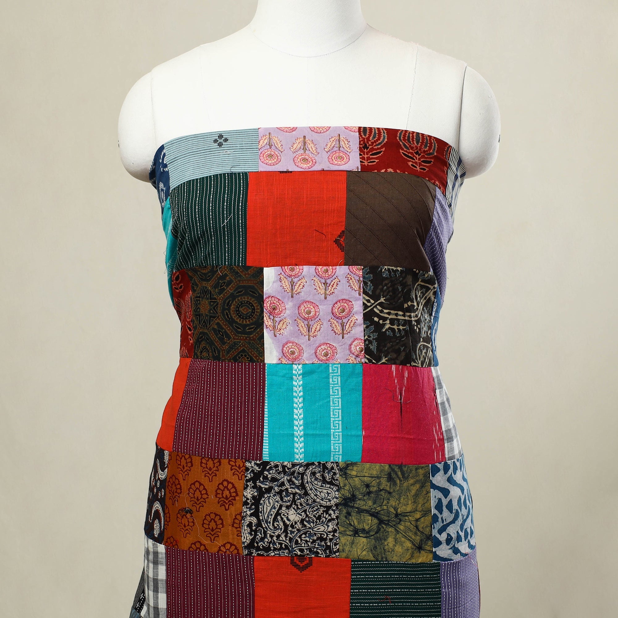 Buy Multicolor Handcrafted Patchwork Cotton Kurta Material