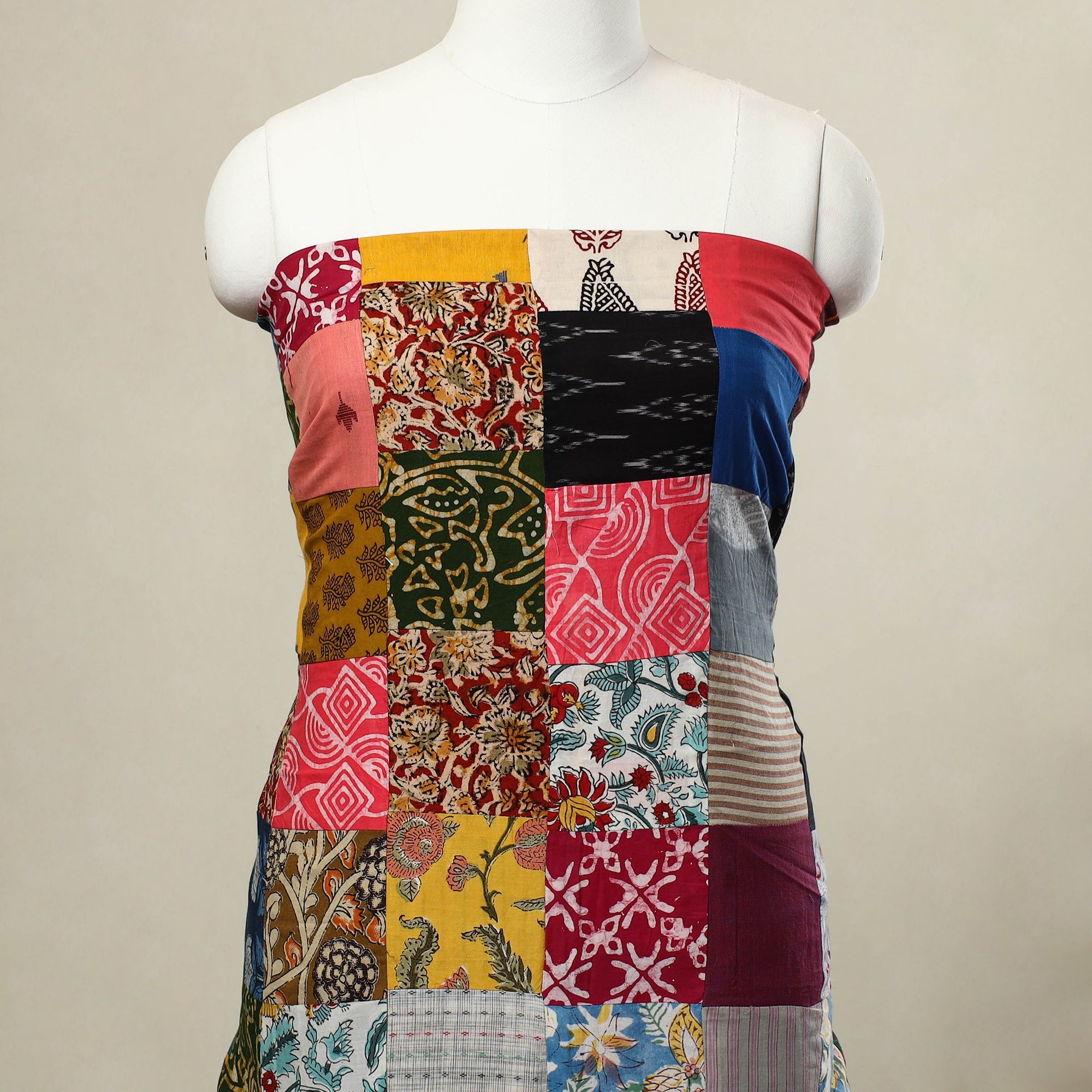 Buy Multicolor Handcrafted Patchwork Cotton Kurta Material