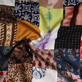 Multicolor - Handcrafted Patchwork Cotton Kurta Material (2.7m) 12