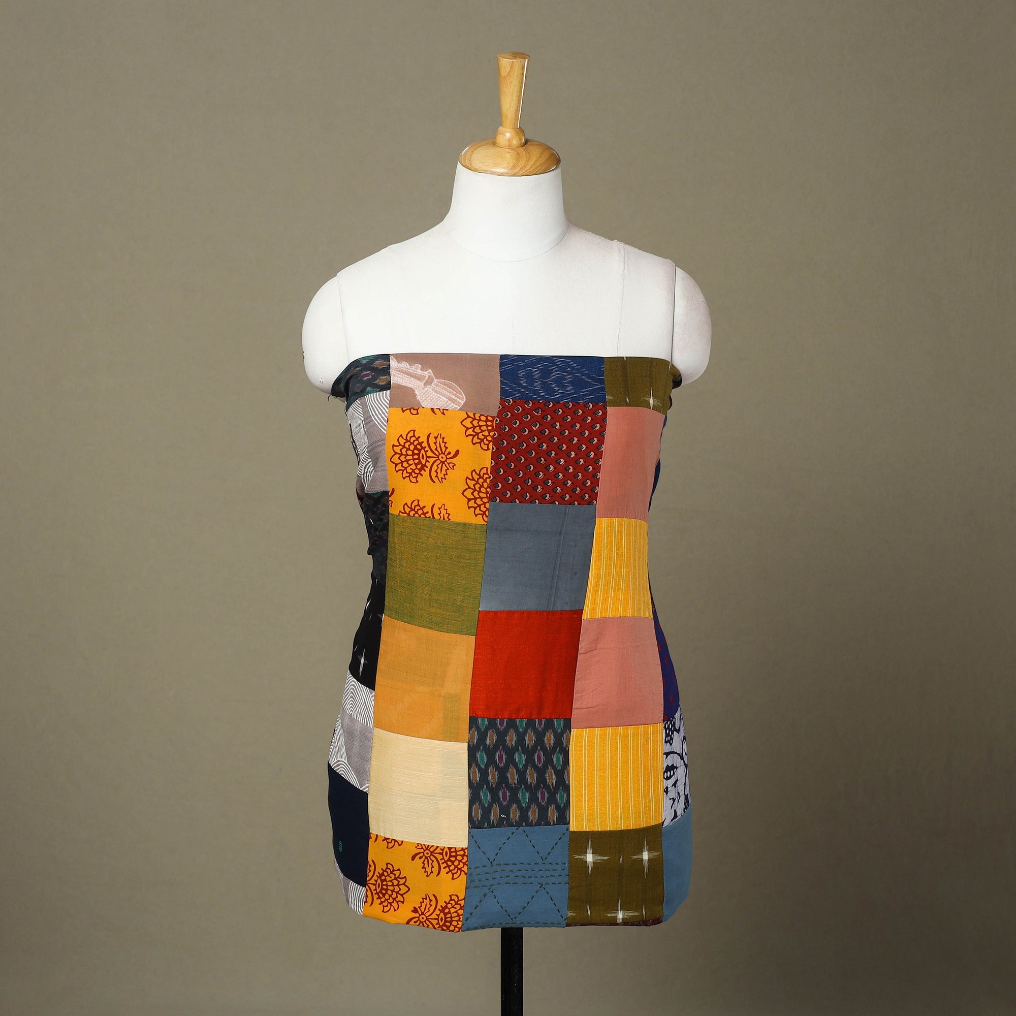 Multicolor Handcrafted Patchwork Cotton Kurta Material