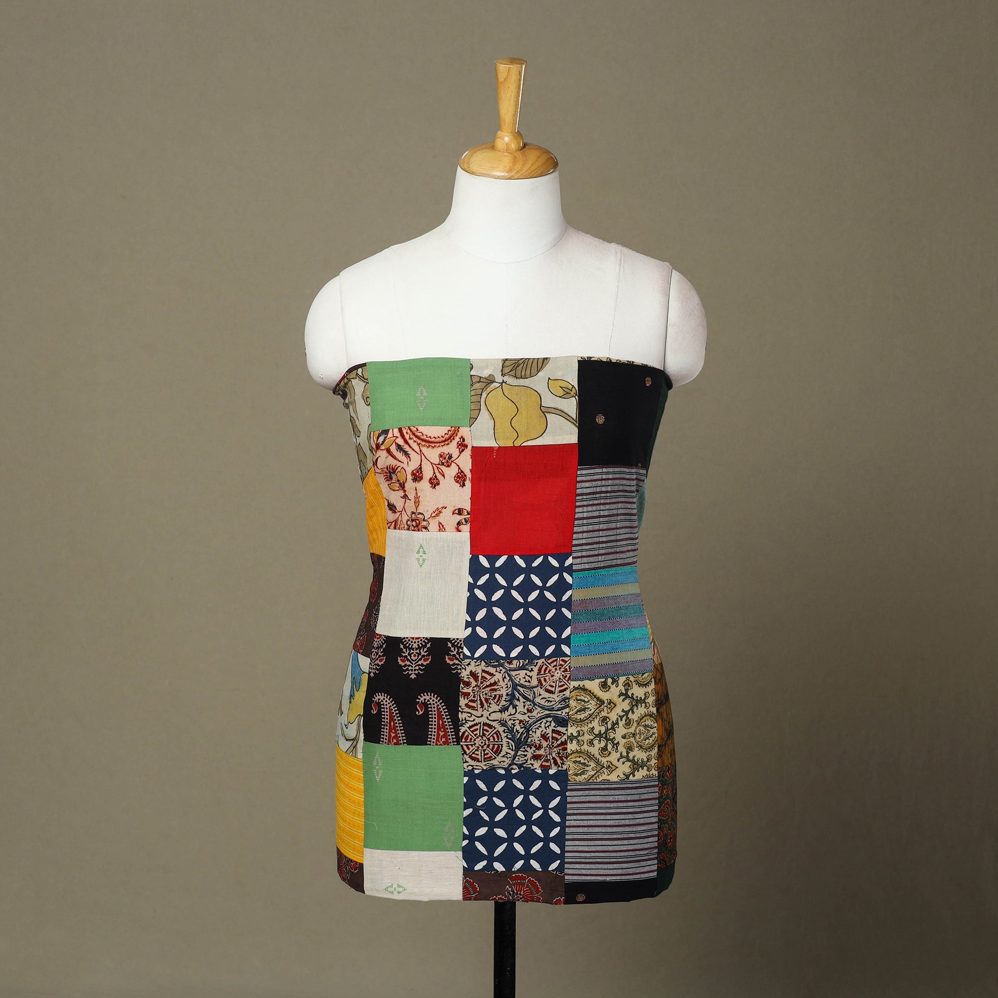 Multicolor - handcrafted patchwork cotton unstitched kurta