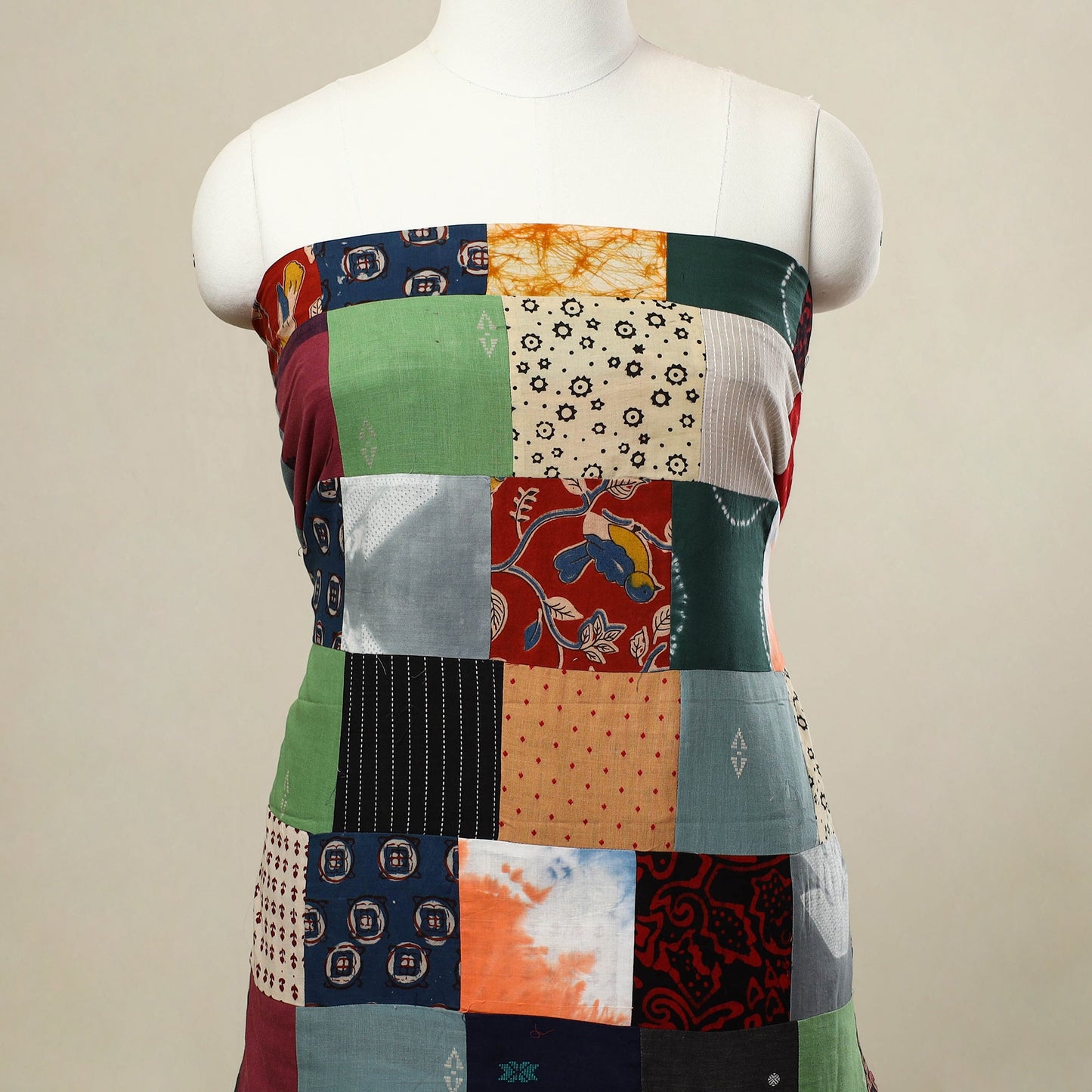 Multicolor - handcrafted patchwork cotton unstitched kurta