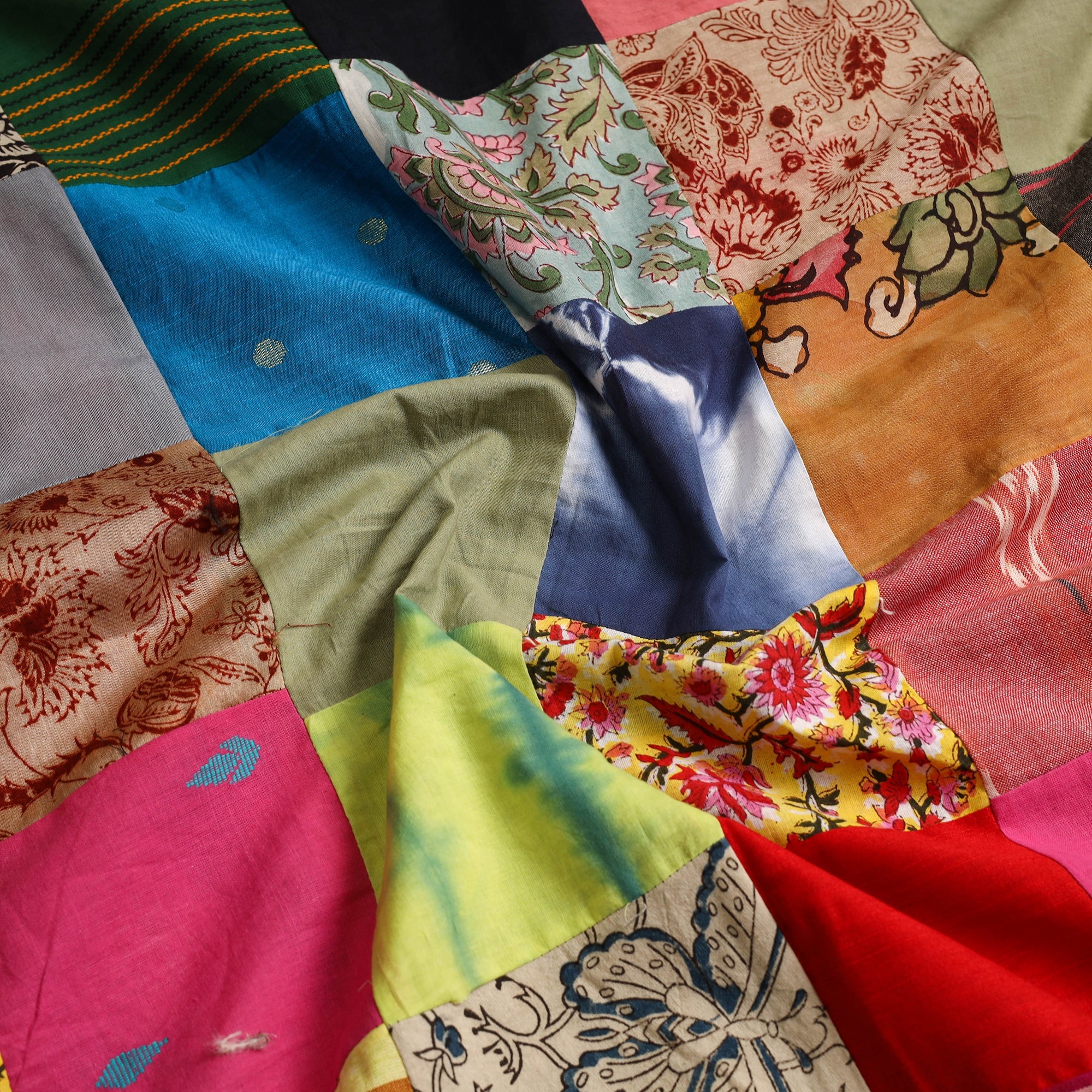 Buy Multicolor Handcrafted Patchwork Cotton Kurta Material