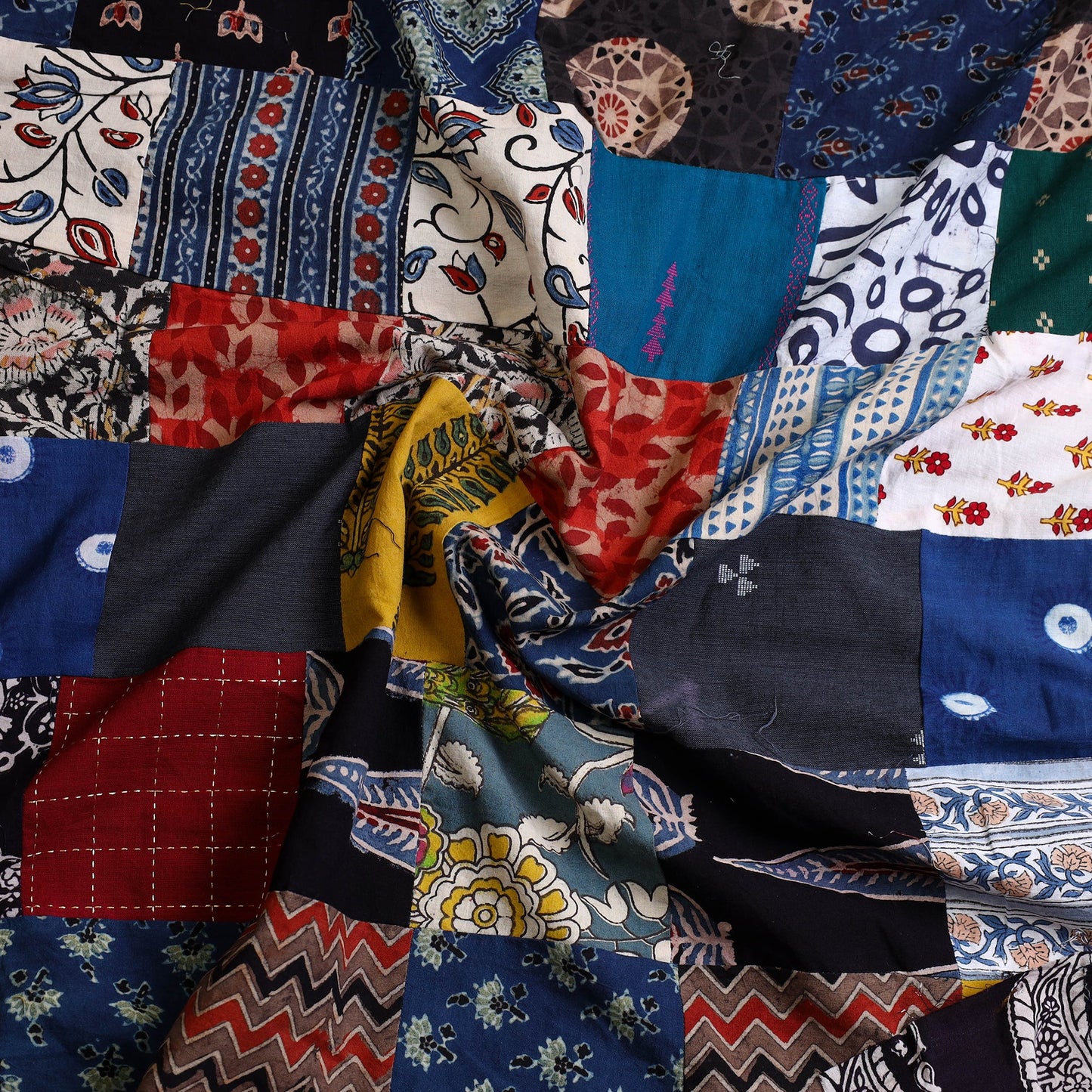 Multicolor - handcrafted patchwork cotton unstitched kurta