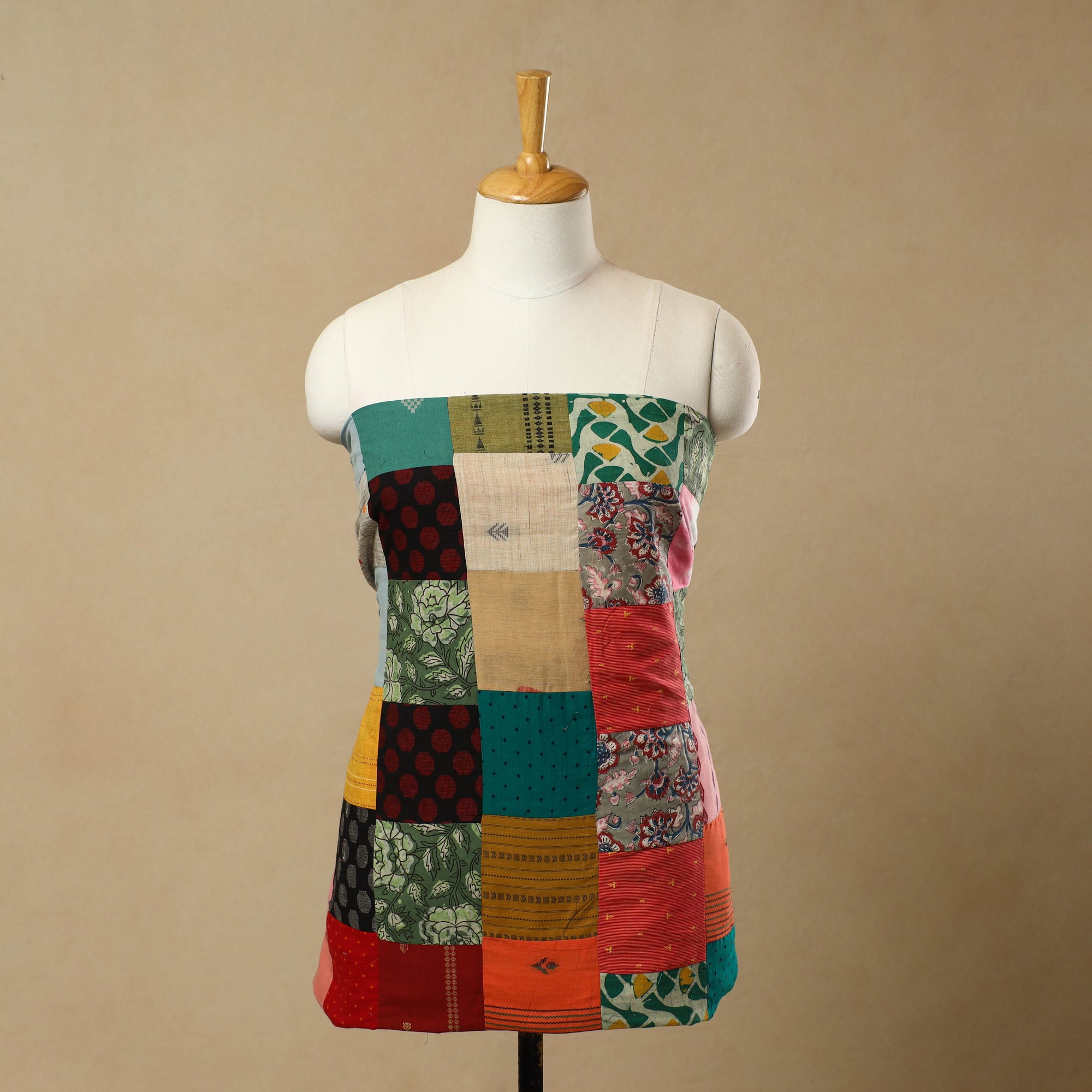 Buy Multicolor Handcrafted Patchwork Cotton Kurta Material