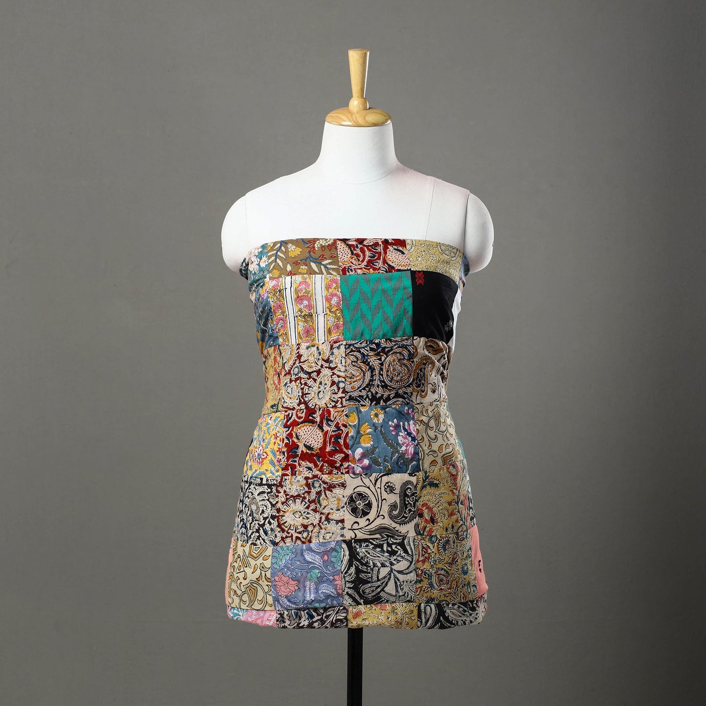 Multicolor - handcrafted patchwork cotton unstitched kurta