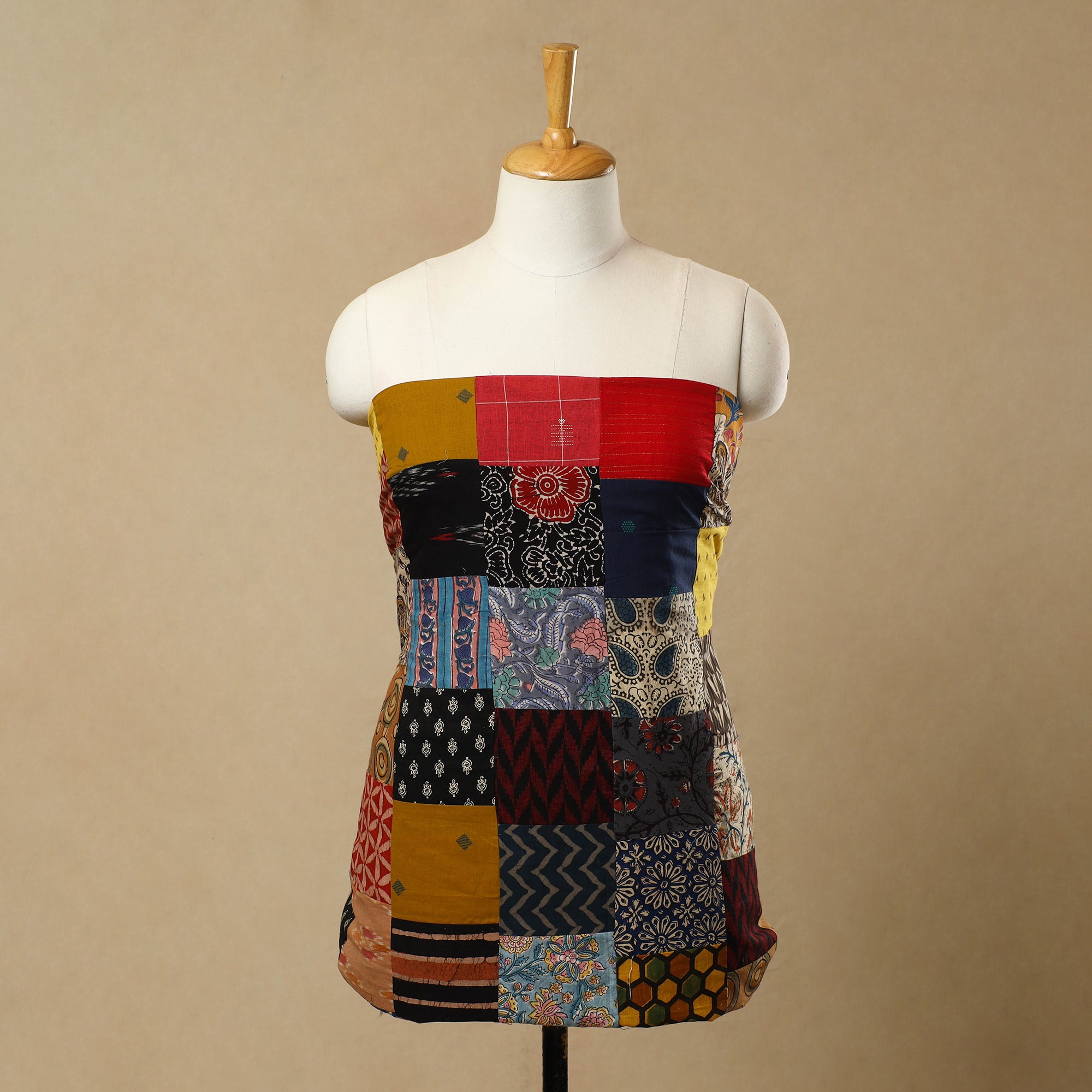 Multicolor - Handcrafted Patchwork Cotton Kurta Material (2.7m) 37