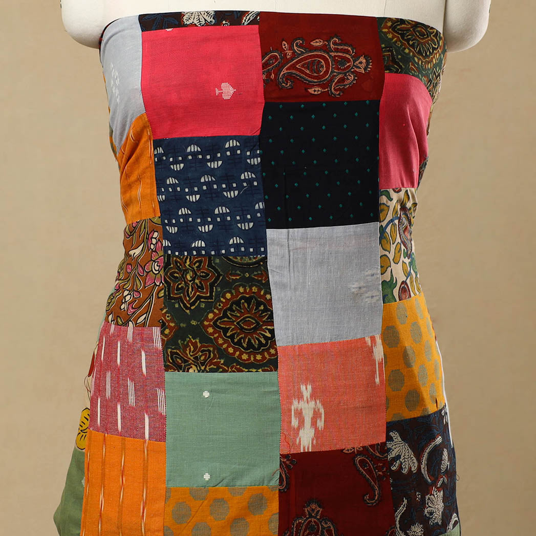 Multicolor - Handcrafted Patchwork Cotton Kurta Material (2.75m) 48