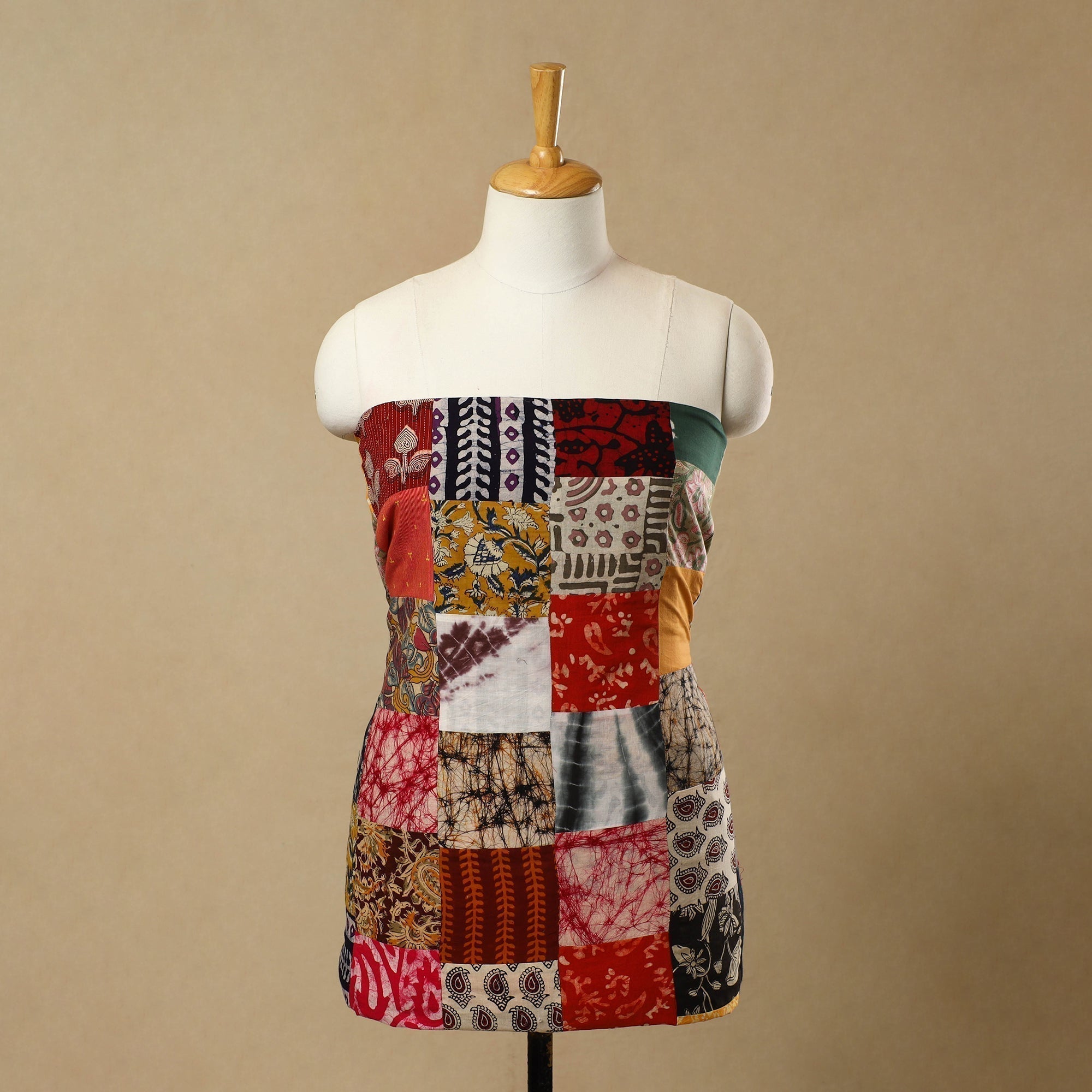 Multicolor - Handcrafted Patchwork Cotton Kurta Material (2.7m) 29