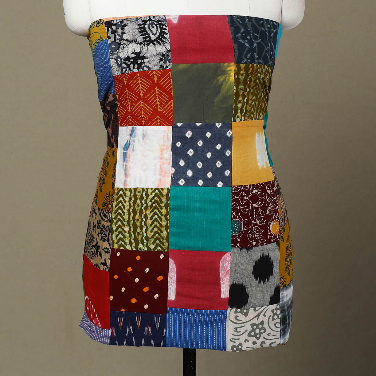 Multicolor - handcrafted patchwork cotton unstitched kurta