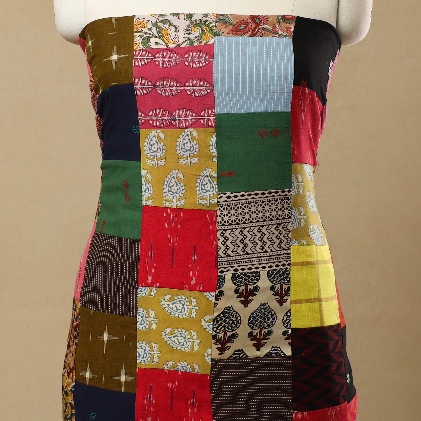 Multicolor - Handcrafted Patchwork Cotton Kurta Material (2.7m) 51