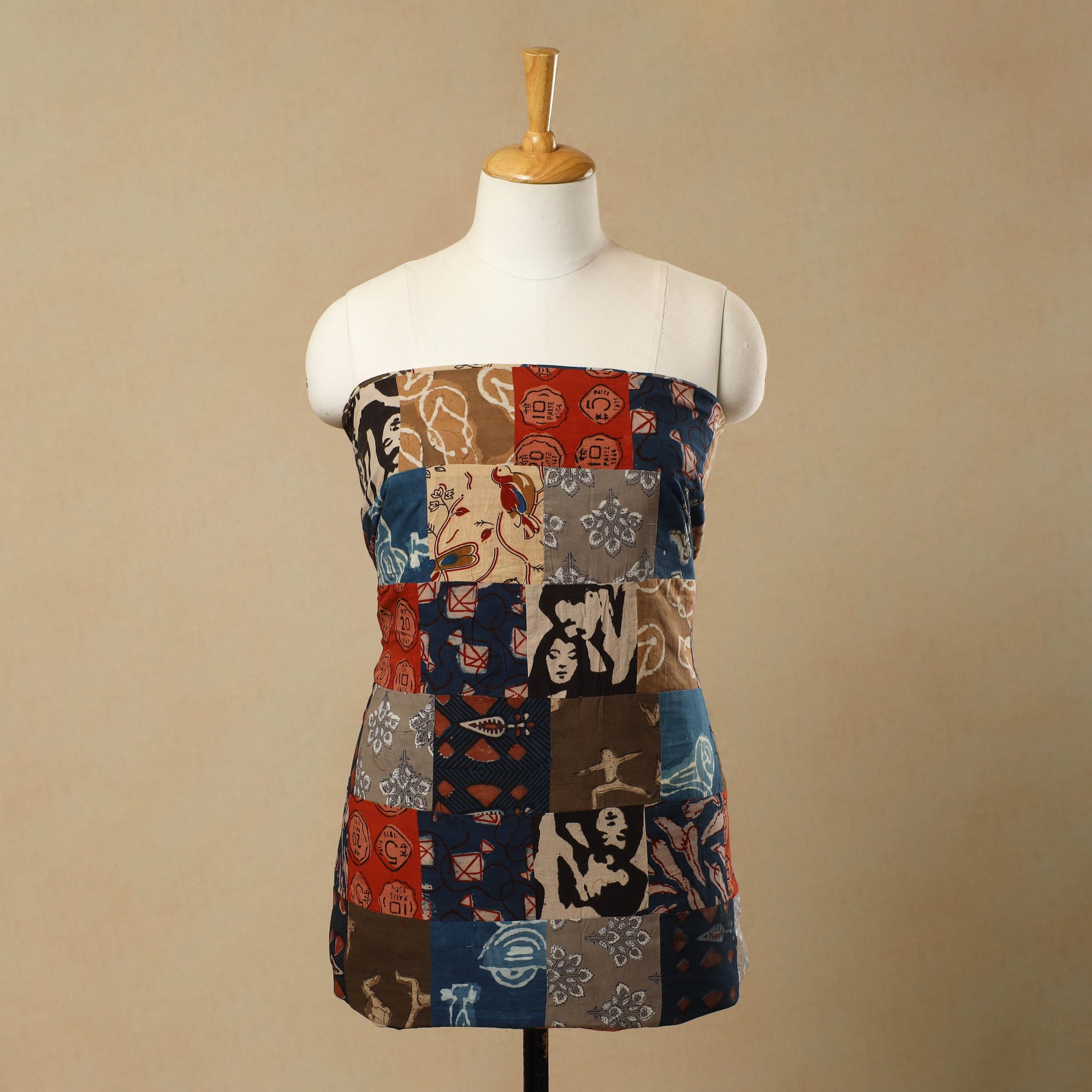 Multicolor - Handcrafted Patchwork Cotton Kurta Material (2.8m) 56