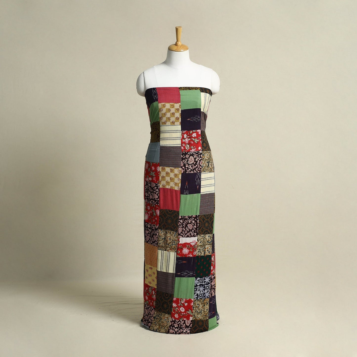 Multicolor - handcrafted patchwork cotton unstitched kurta