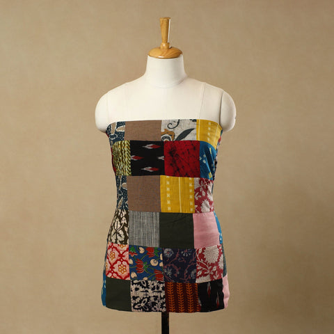 Multicolor - Handcrafted Patchwork Cotton Kurta Material (2.8m) 20