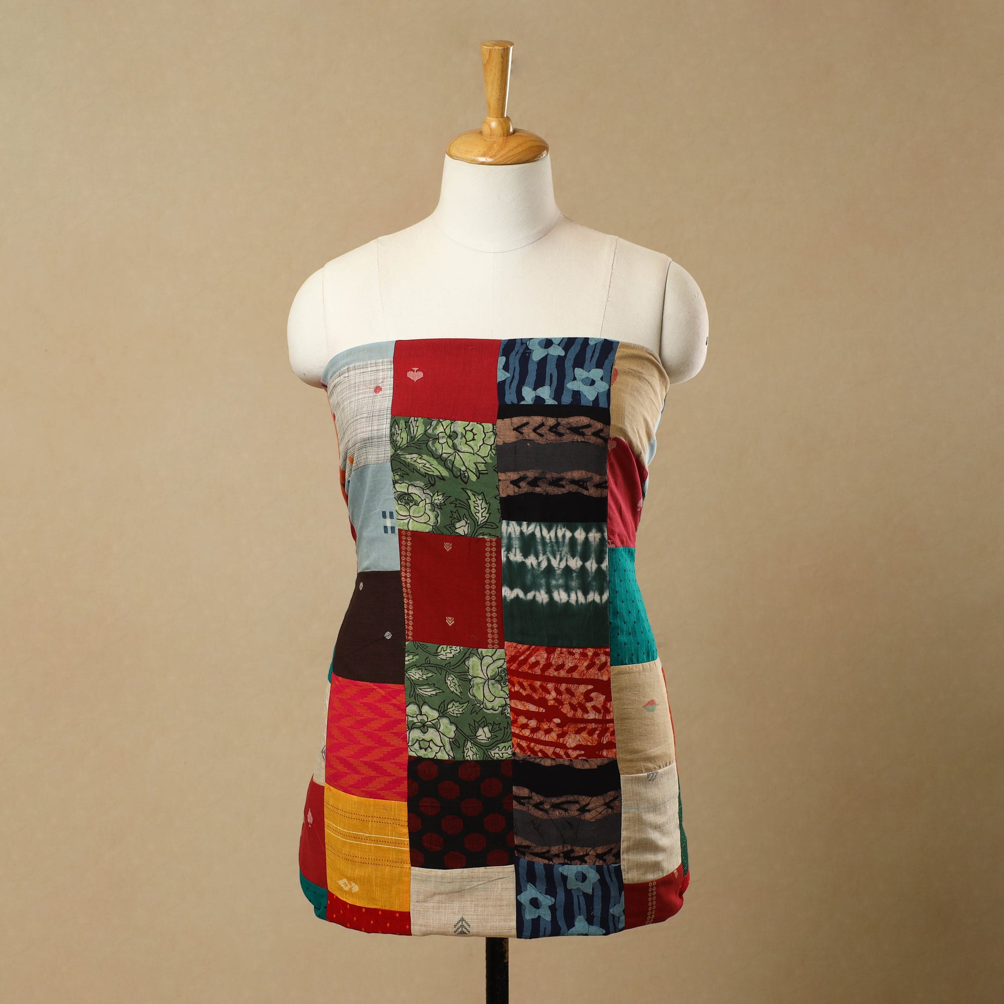 Multicolor - Handcrafted Patchwork Cotton Kurta Material (2.7m) 43