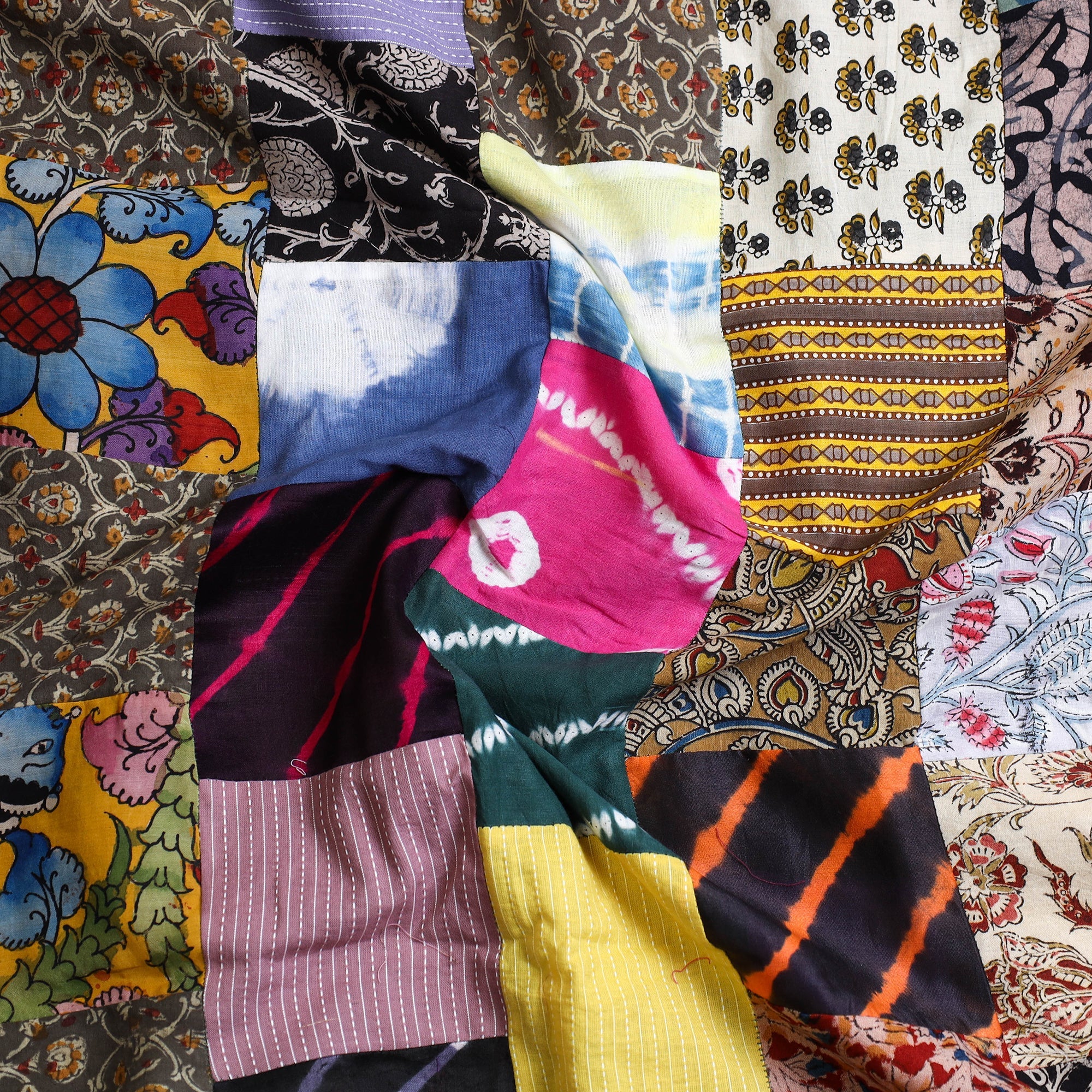 Buy Multicolor Handcrafted Patchwork Cotton Kurta Material