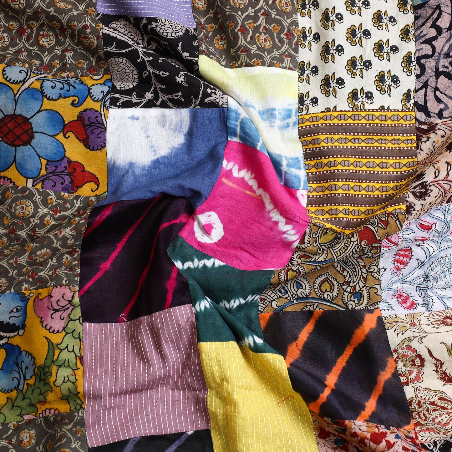 Buy Multicolor Handcrafted Patchwork Cotton Kurta Material